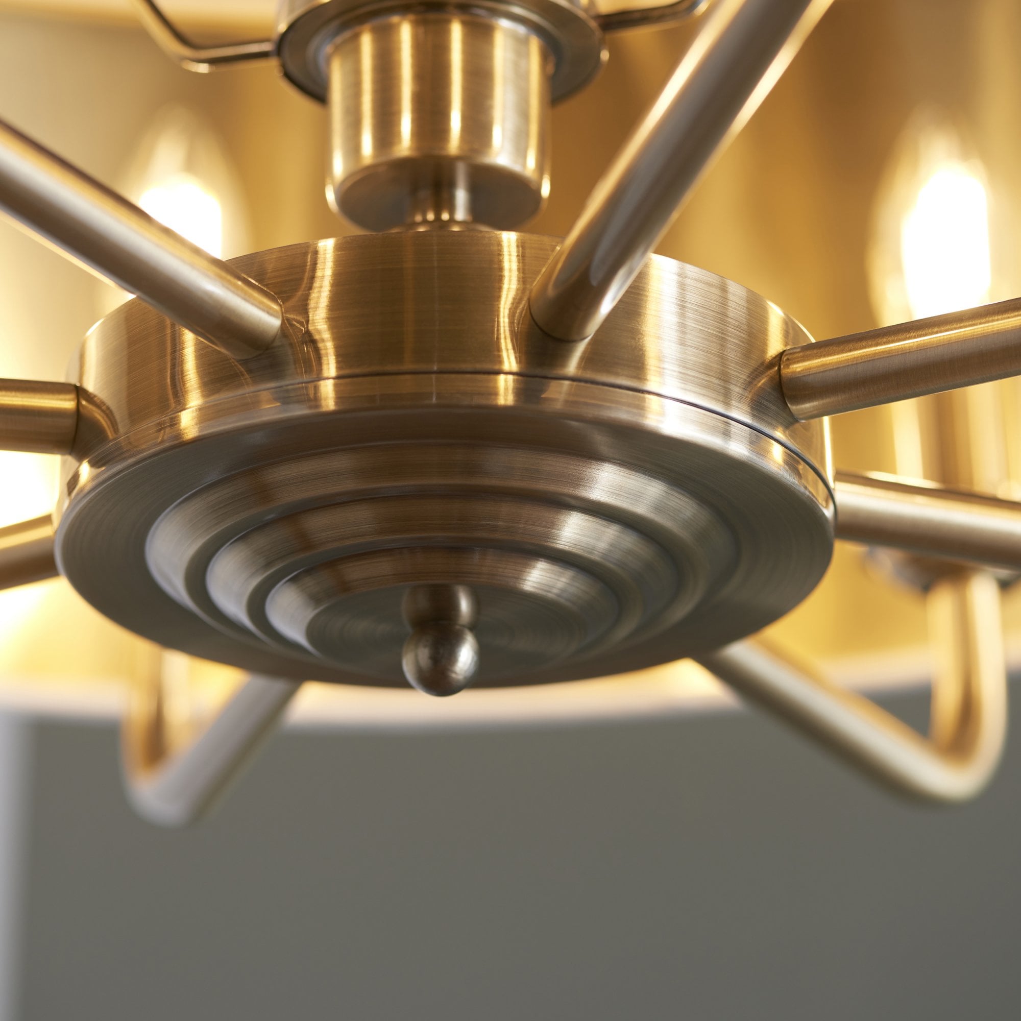 Endon Highclere 8 Light Pendant - Antique Brass & Vintage White