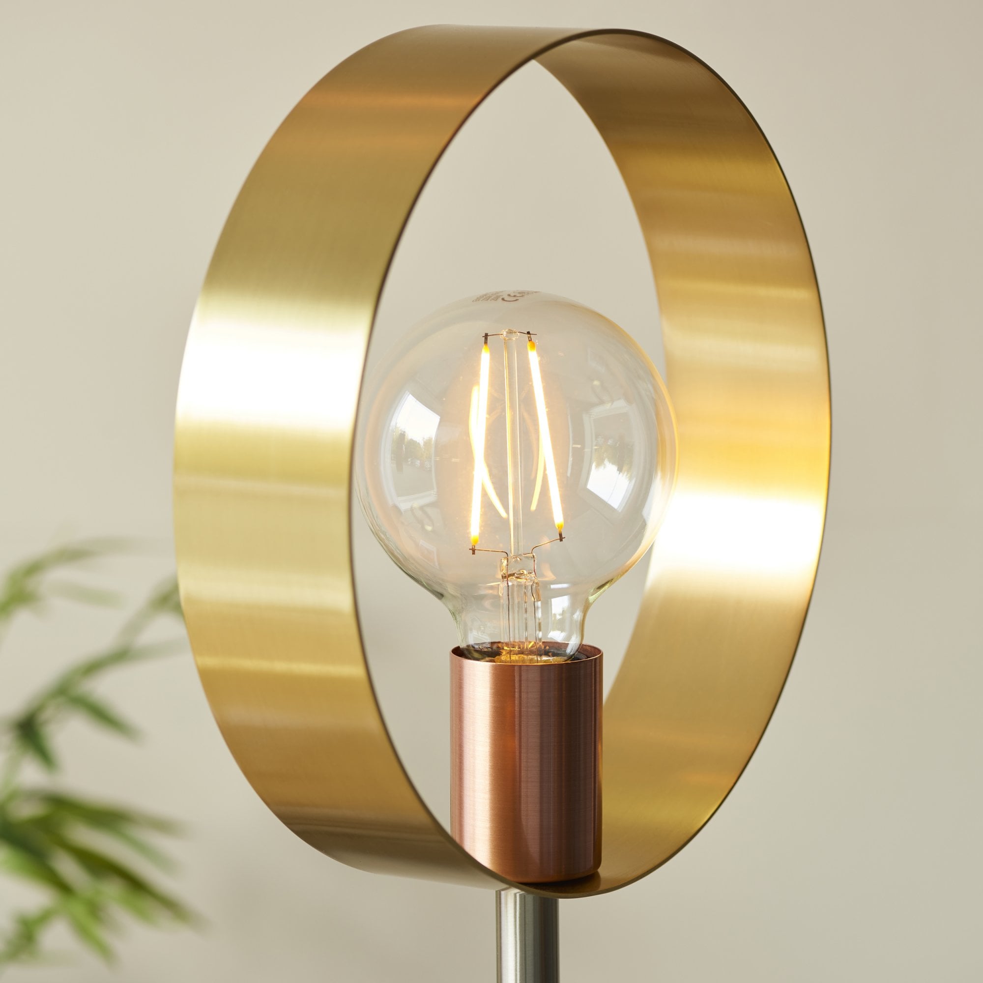 Endon Hoop Single Floor Lamp - Brushed Copper, Nickel & Brass