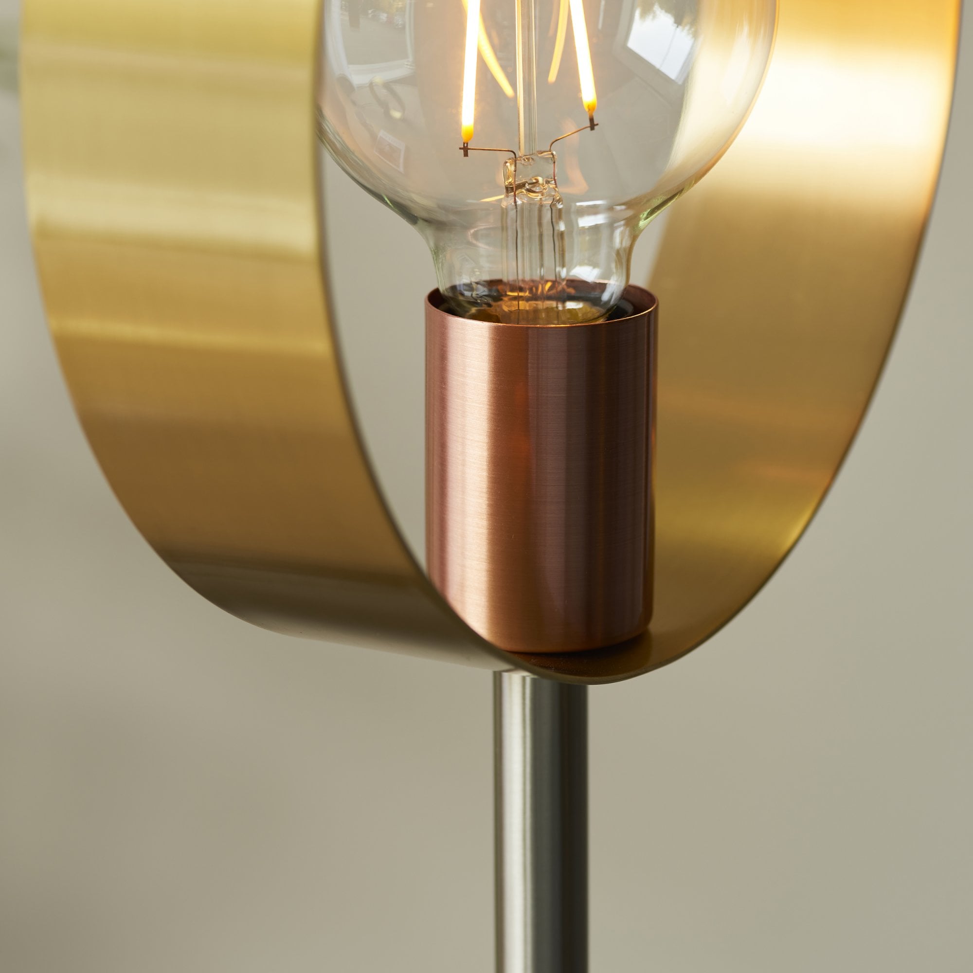 Endon Hoop Single Floor Lamp - Brushed Copper, Nickel & Brass