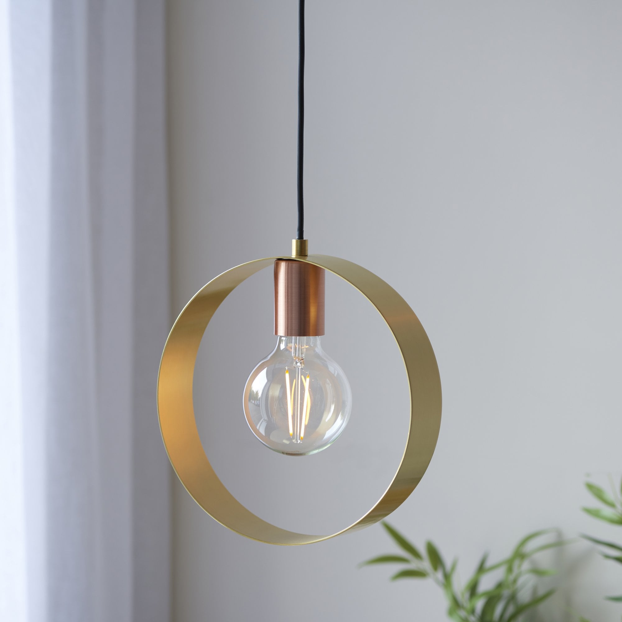 Endon Hoop Single Pendant - Brushed Copper, Nickel & Brass