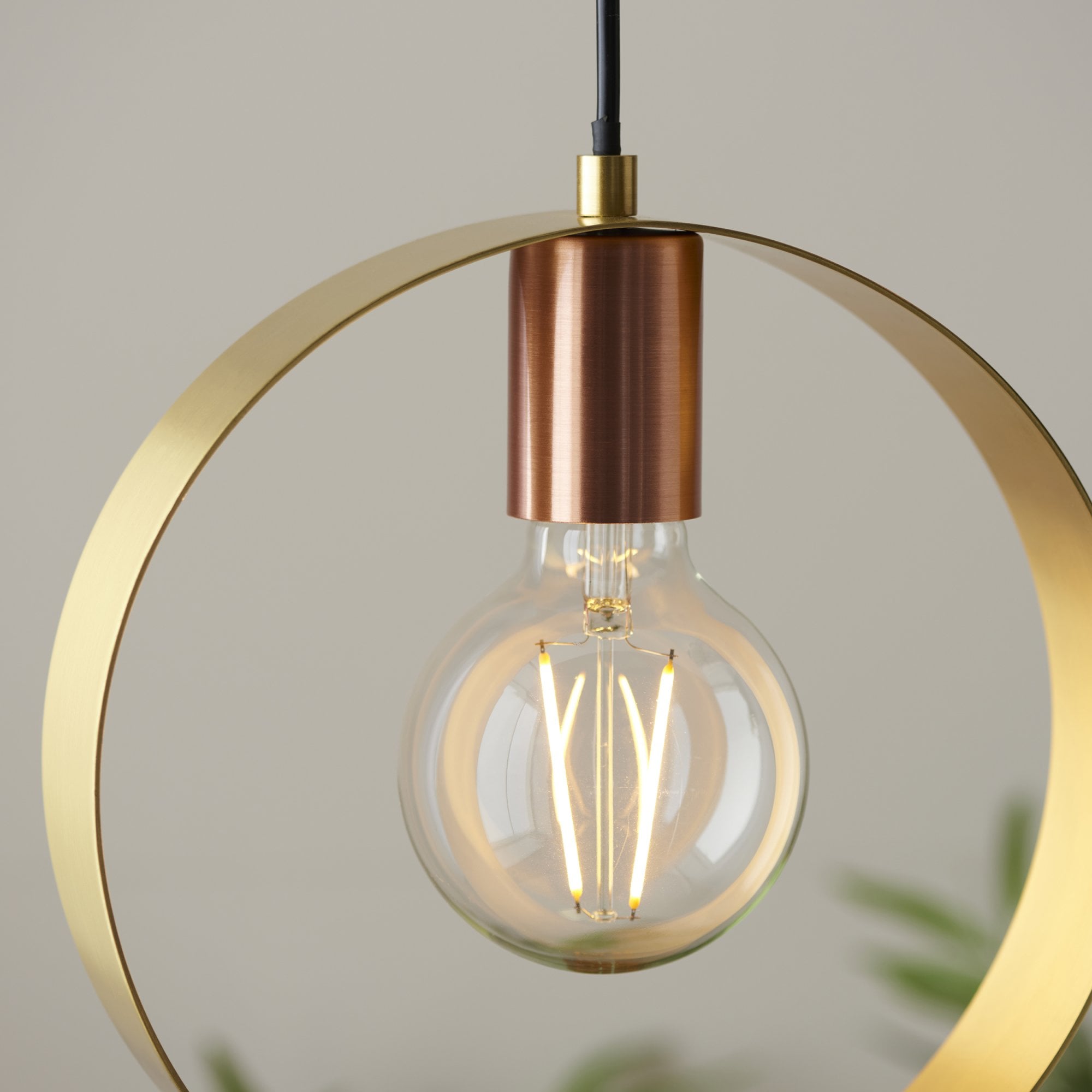 Endon Hoop Single Pendant - Brushed Copper, Nickel & Brass