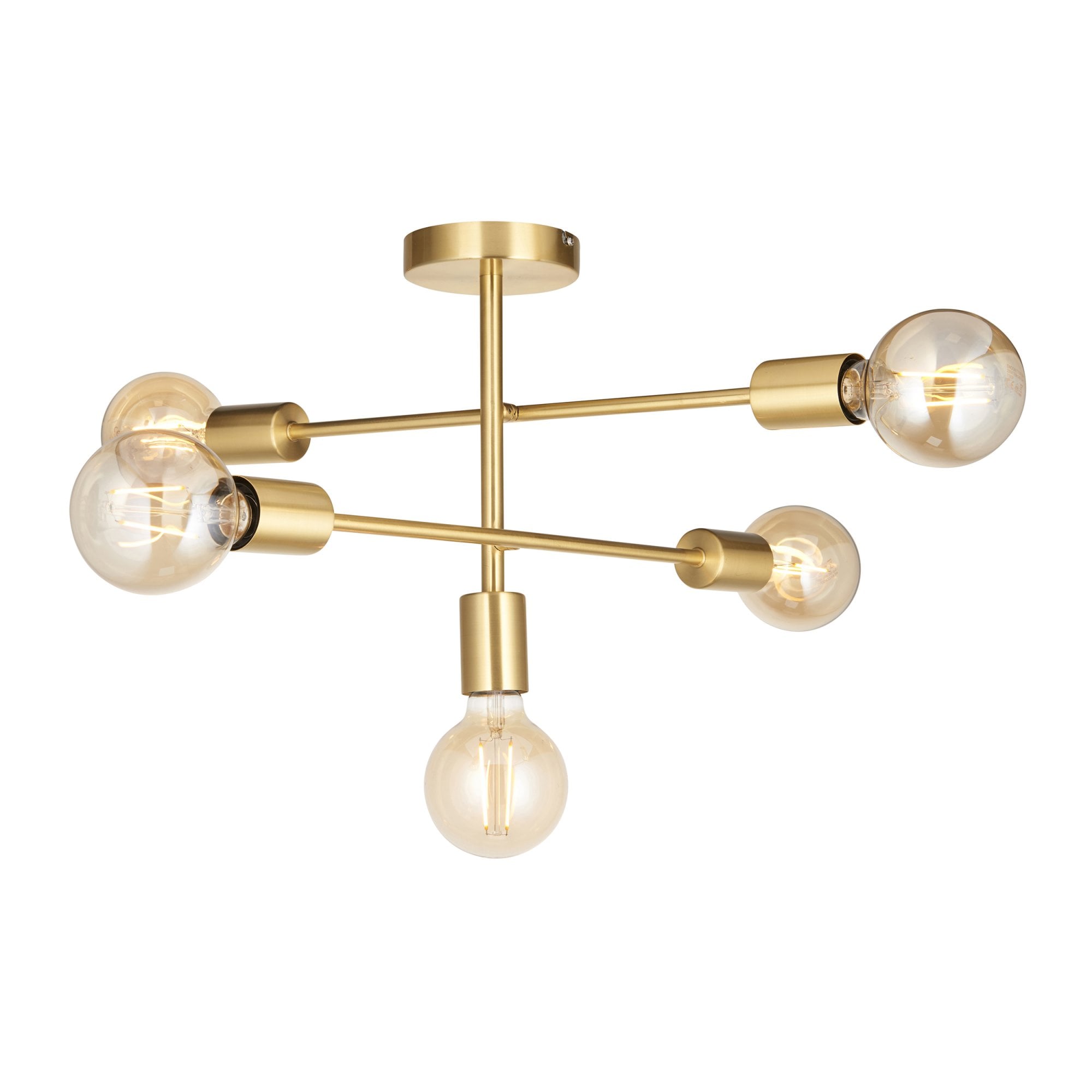 Endon Studio 5 Light Semi Flush - Brushed Brass