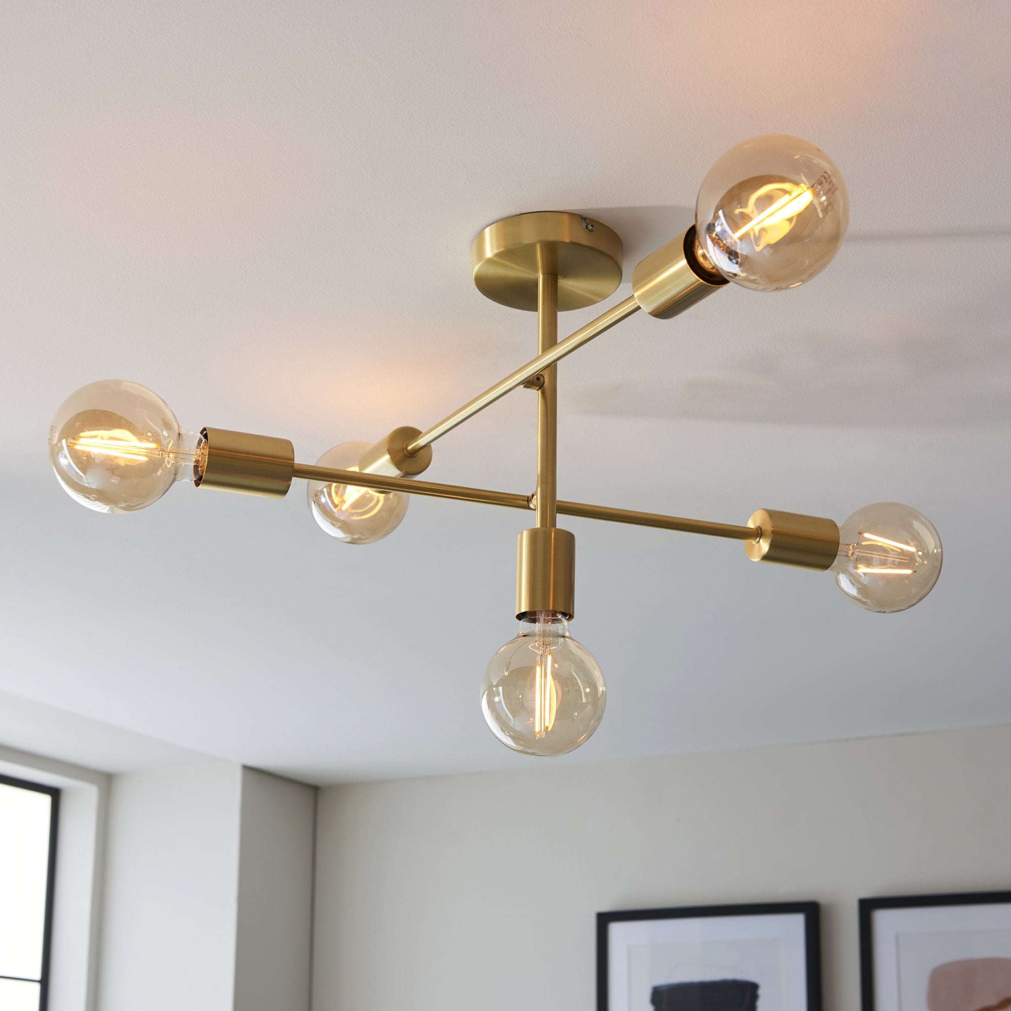 Endon Studio 5 Light Semi Flush - Brushed Brass