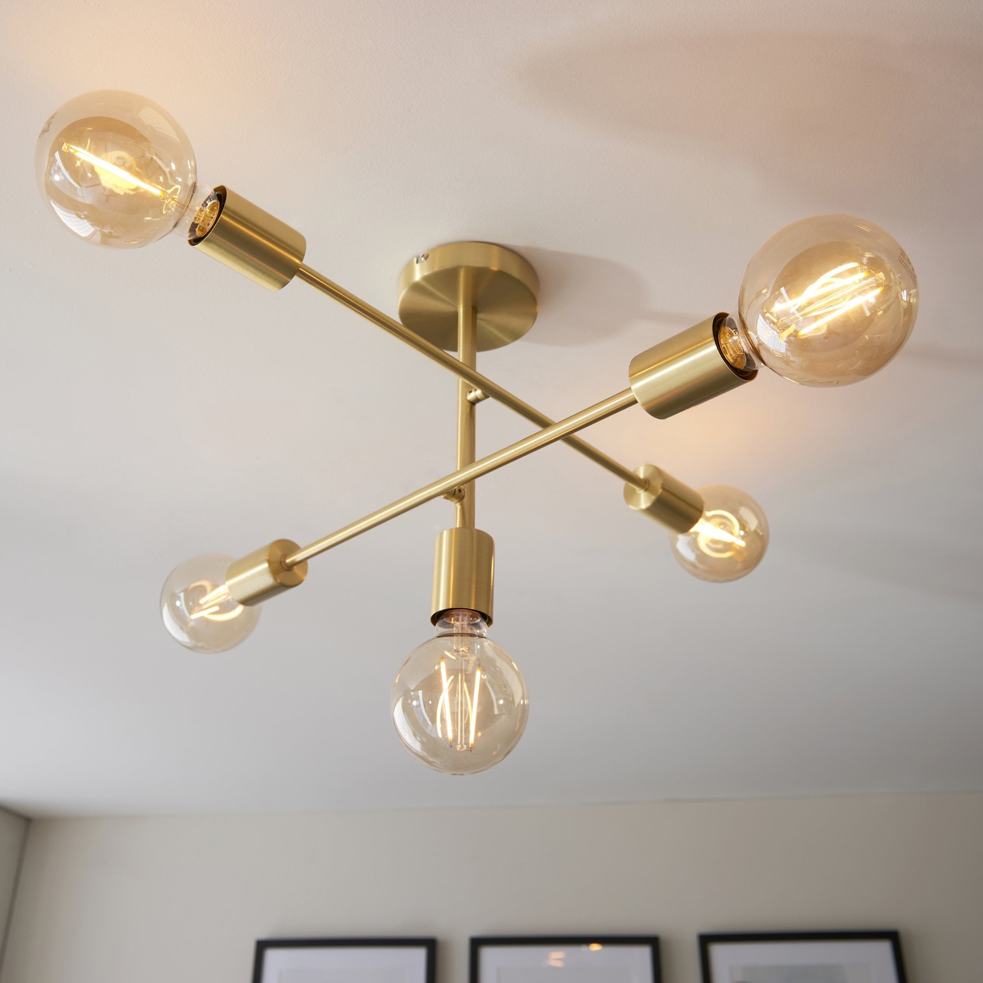 Endon Studio 5 Light Semi Flush - Brushed Brass