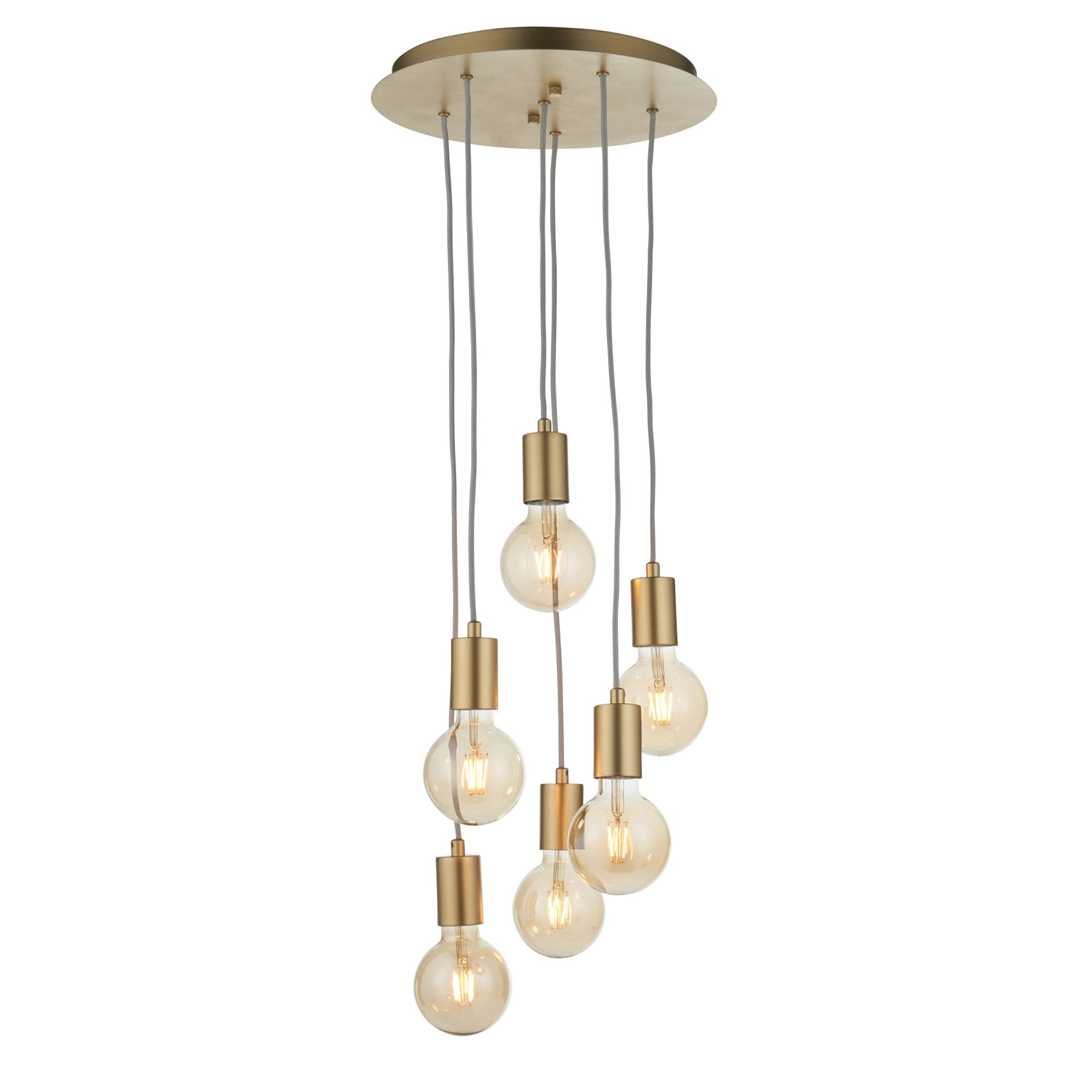 Endon Studio 6 Light Pendant - Soft Gold Paint & Brushed Brass