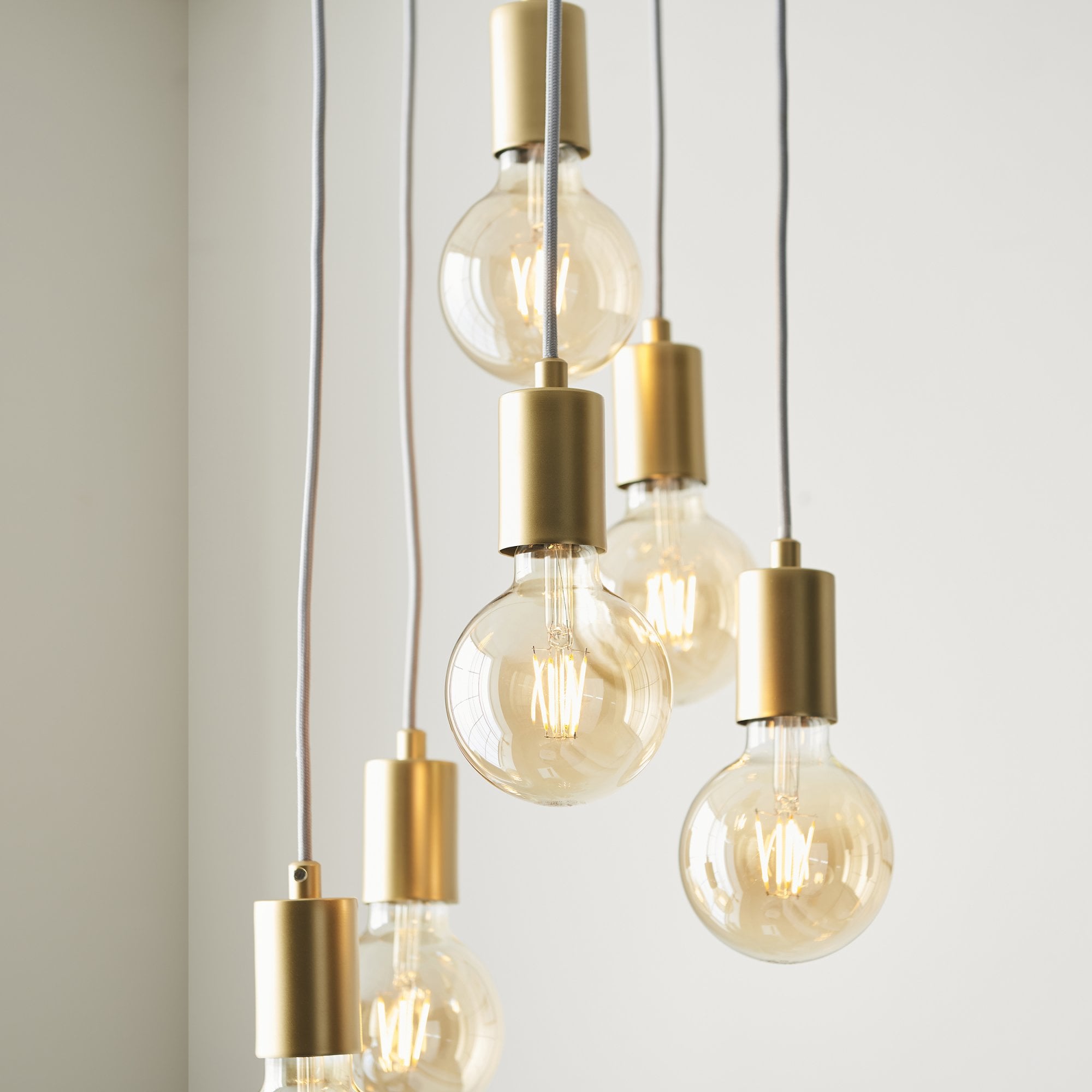 Endon Studio 6 Light Pendant - Soft Gold Paint & Brushed Brass