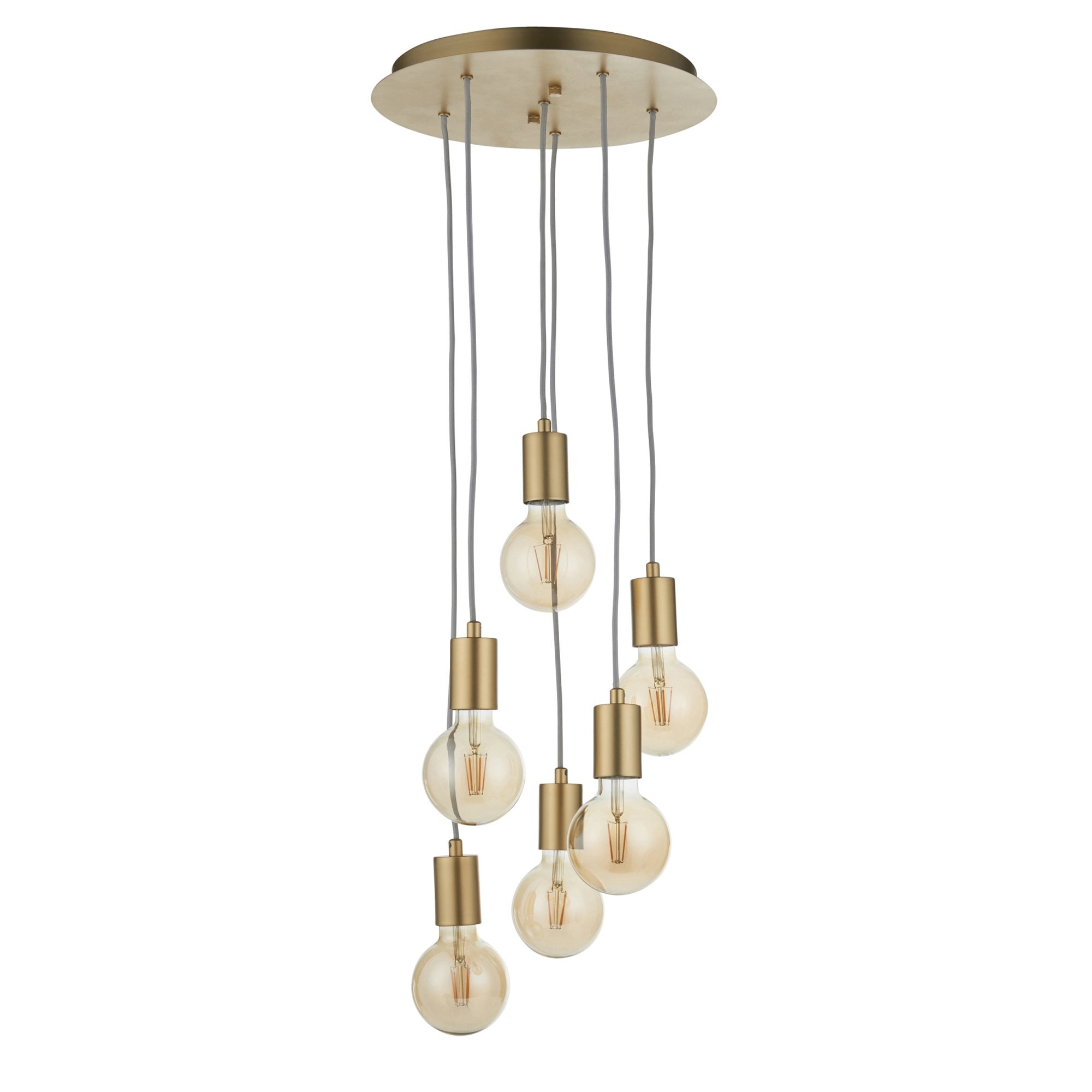 Endon Studio 6 Light Pendant - Soft Gold Paint & Brushed Brass