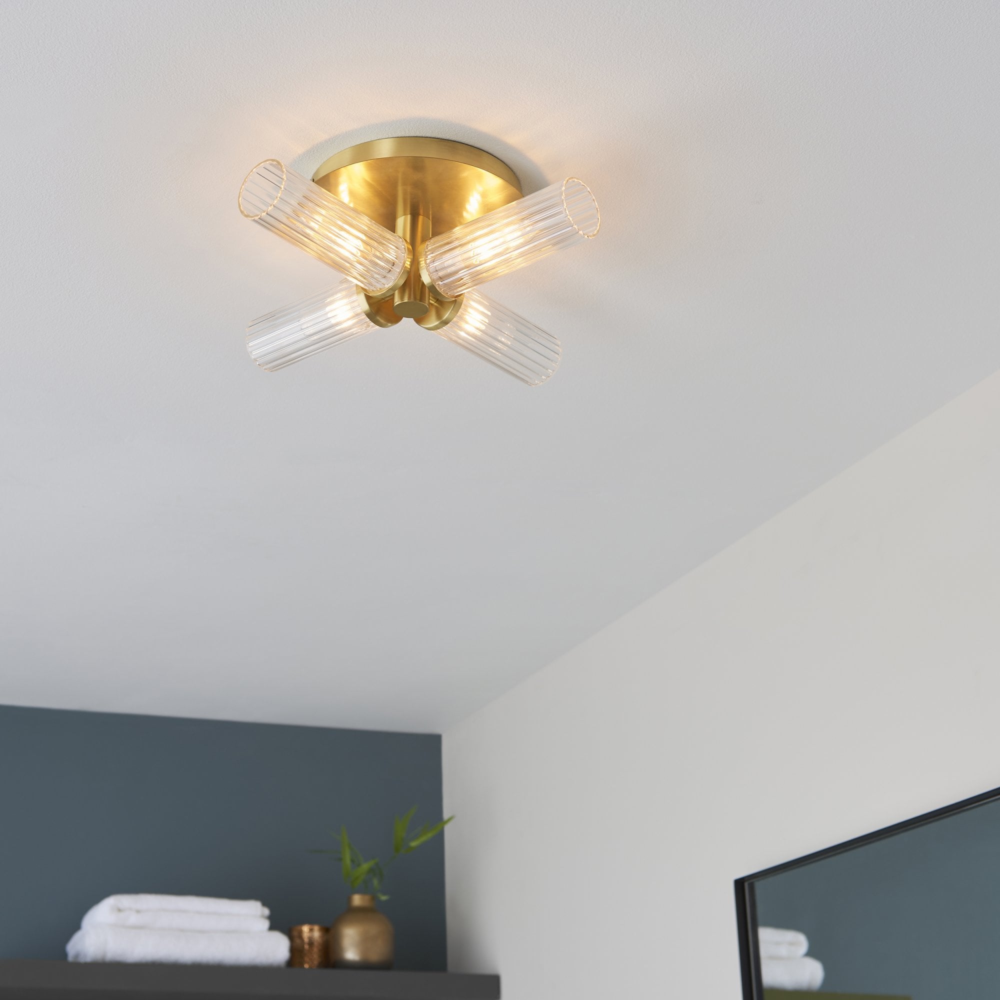 Endon Talo 4 Light Semi Flush - Satin Brass