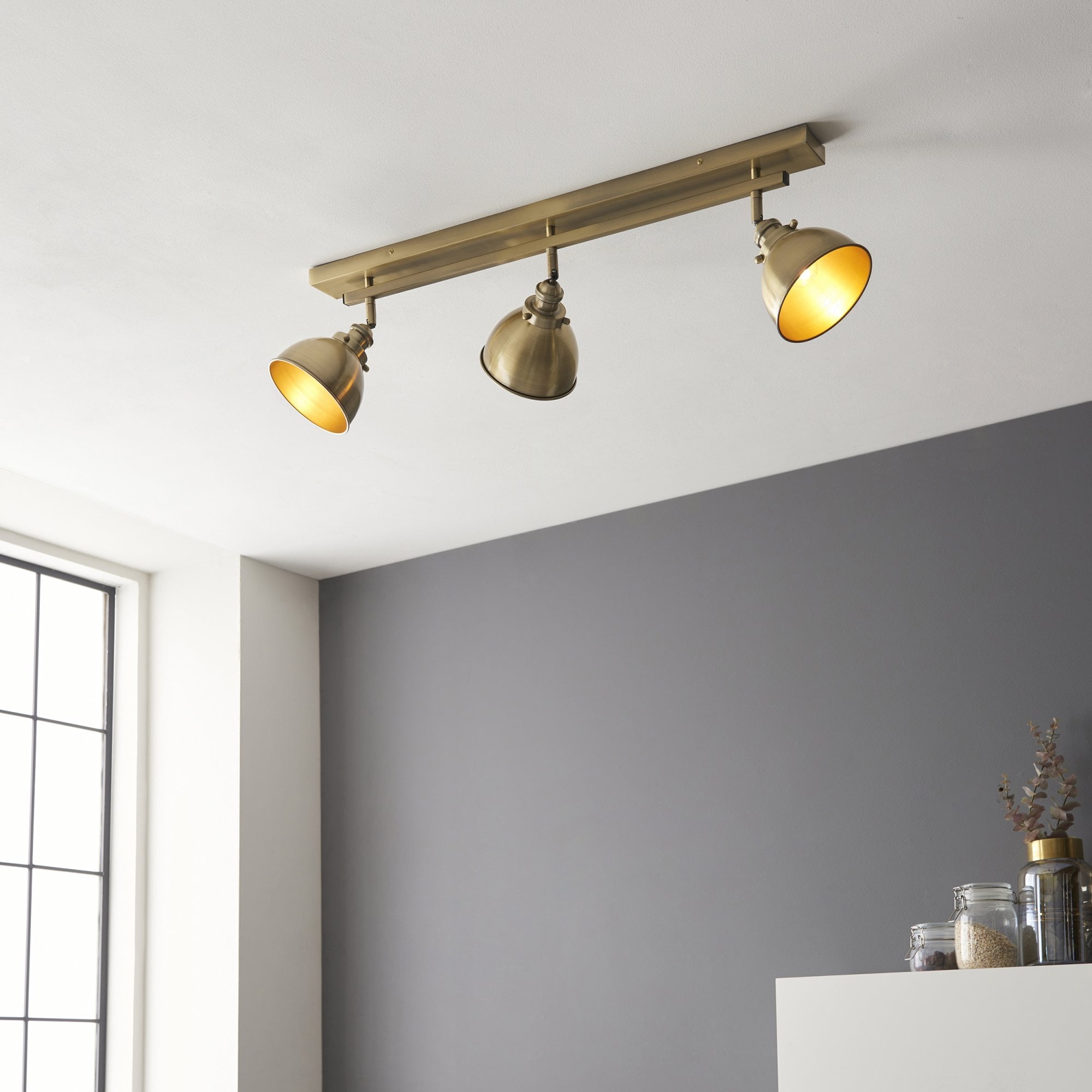 Endon Wyatt 3 Light Bar Spotlight - Antique Brass