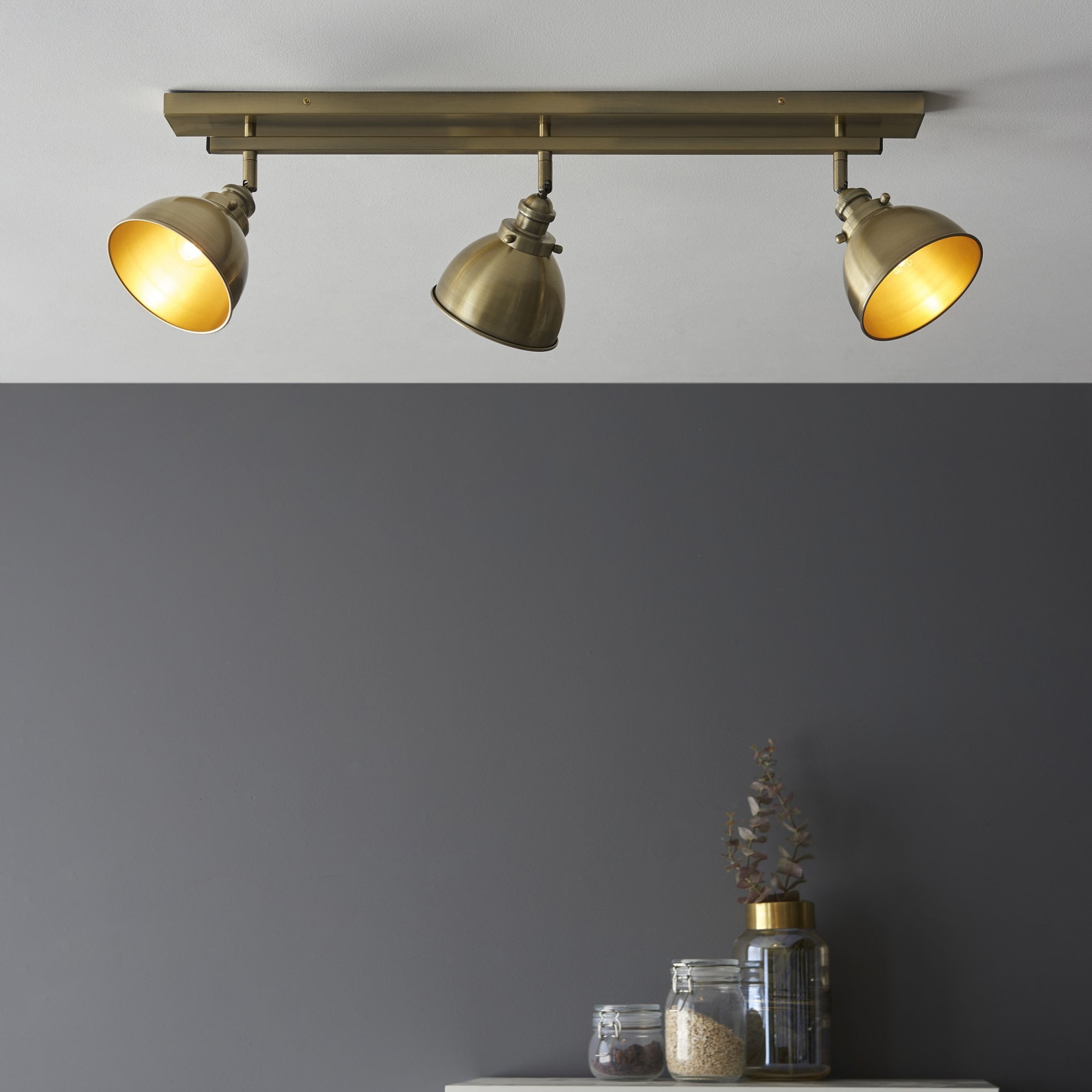 Endon Wyatt 3 Light Bar Spotlight - Antique Brass