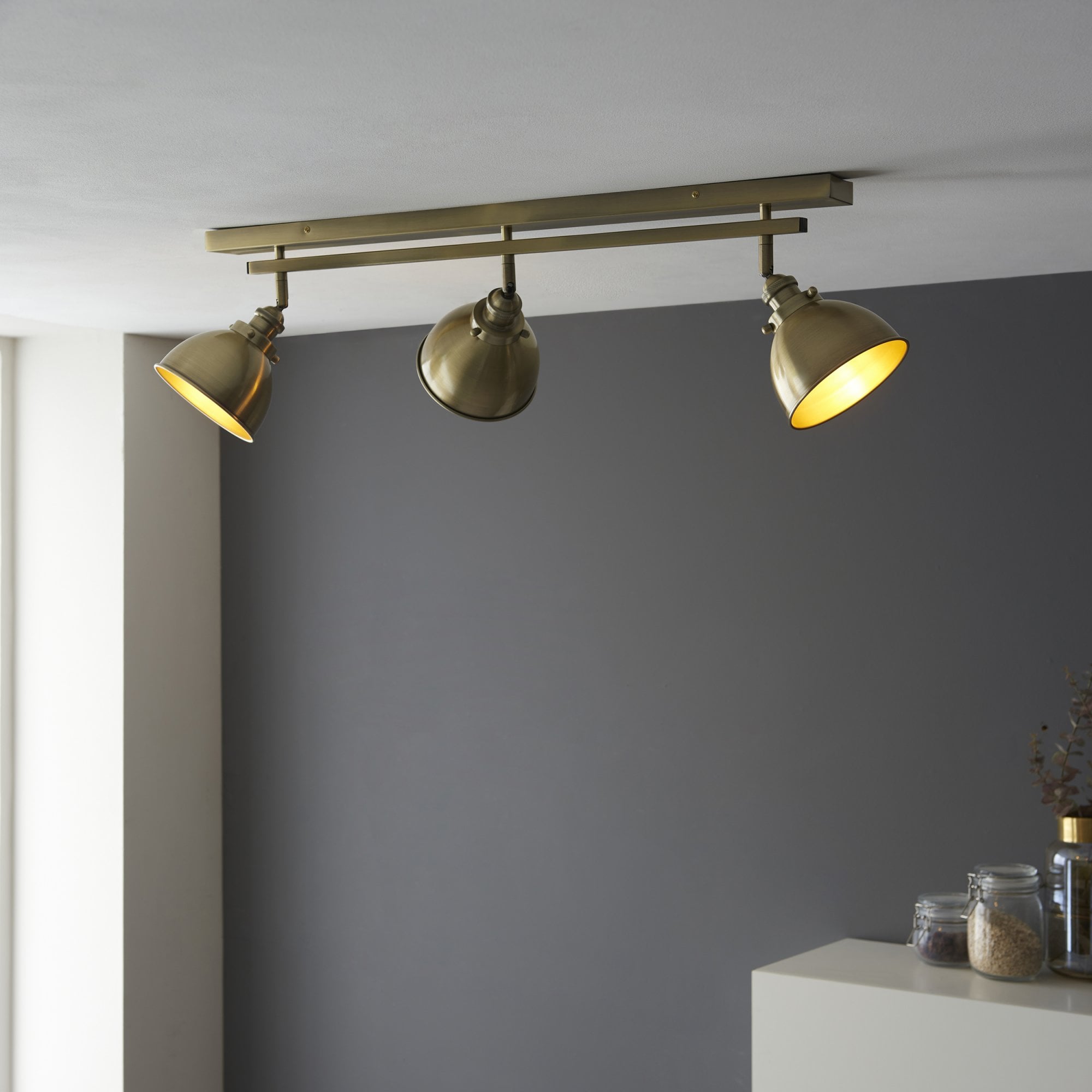 Endon Wyatt 3 Light Bar Spotlight - Antique Brass