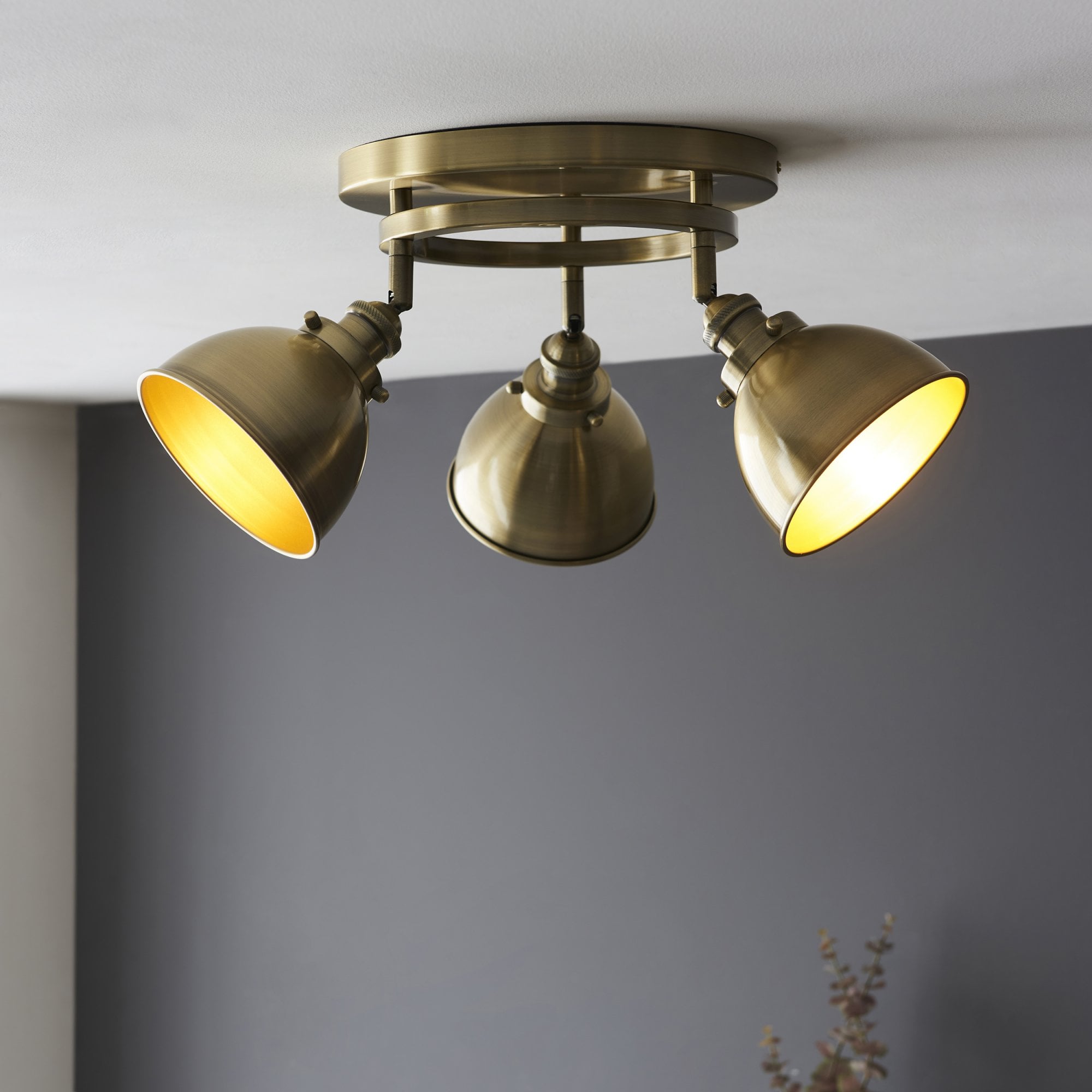 Endon Wyatt 3 Light Round Spotlight - Antique Brass