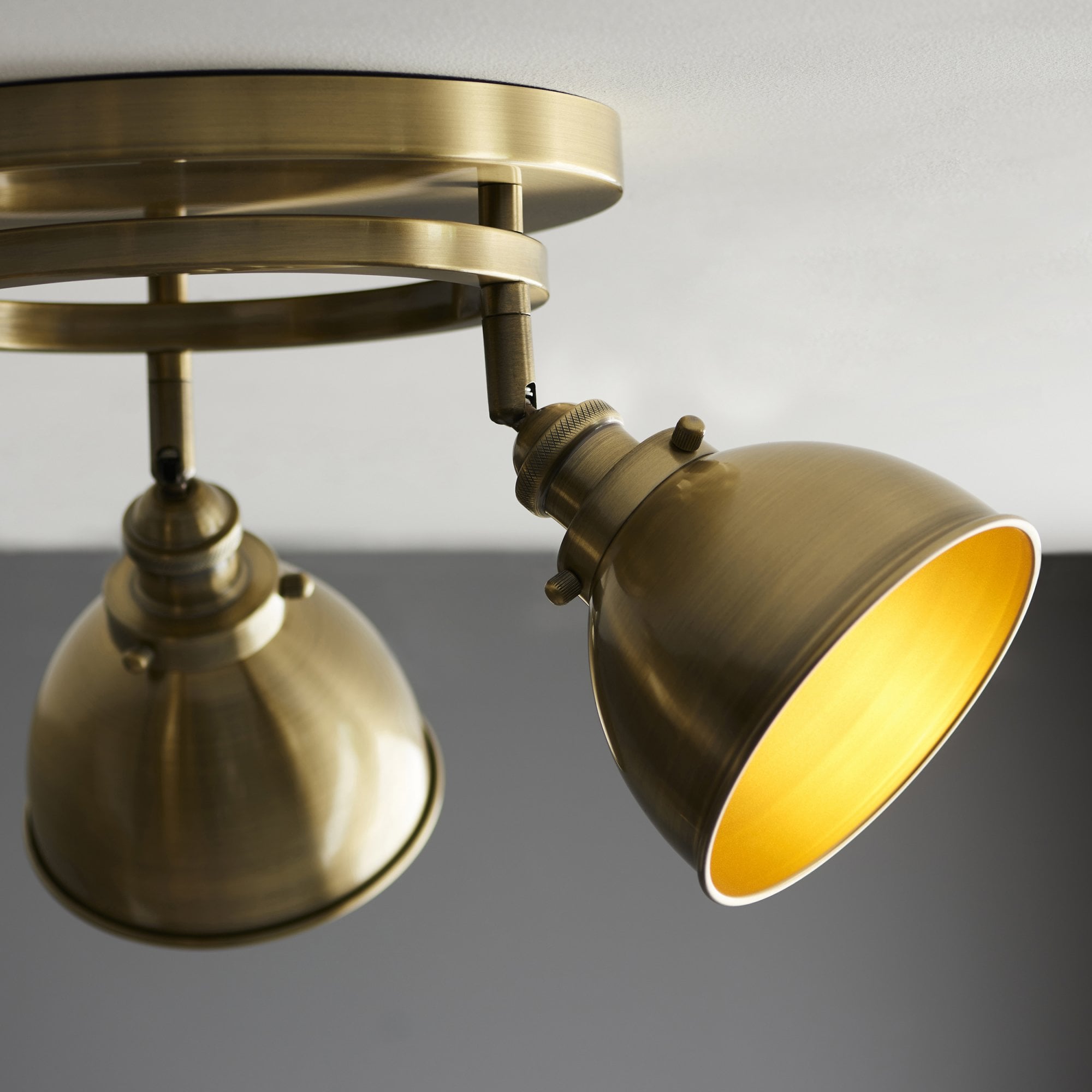Endon Wyatt 3 Light Round Spotlight - Antique Brass