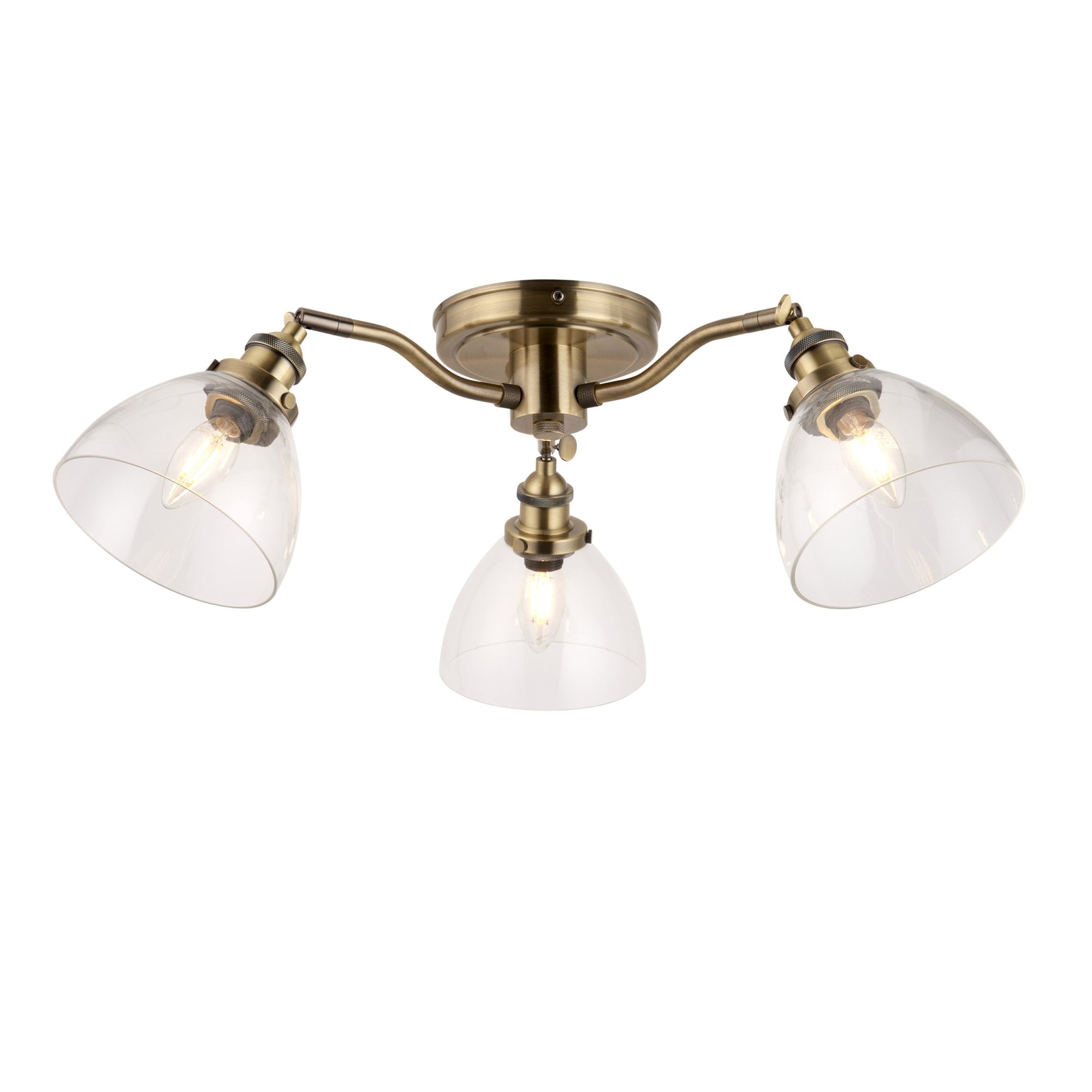 Endon Hansen 3 Light Semi Flush - Antique Brass
