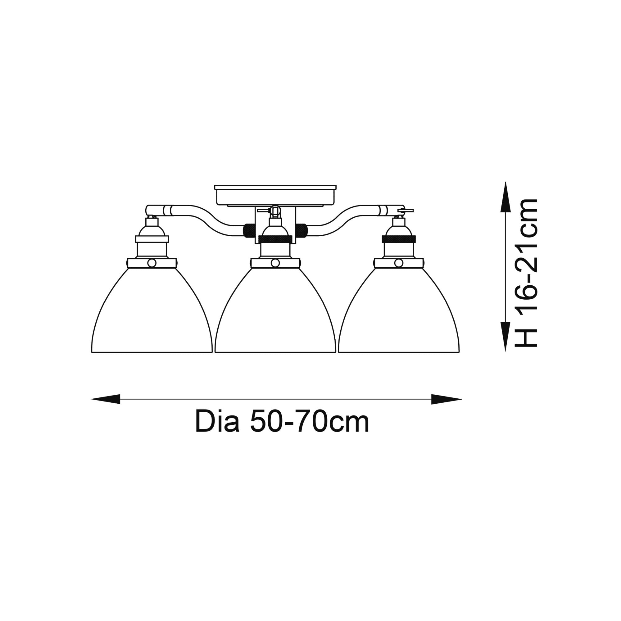 Endon Hansen 3 Light Semi Flush - Antique Brass