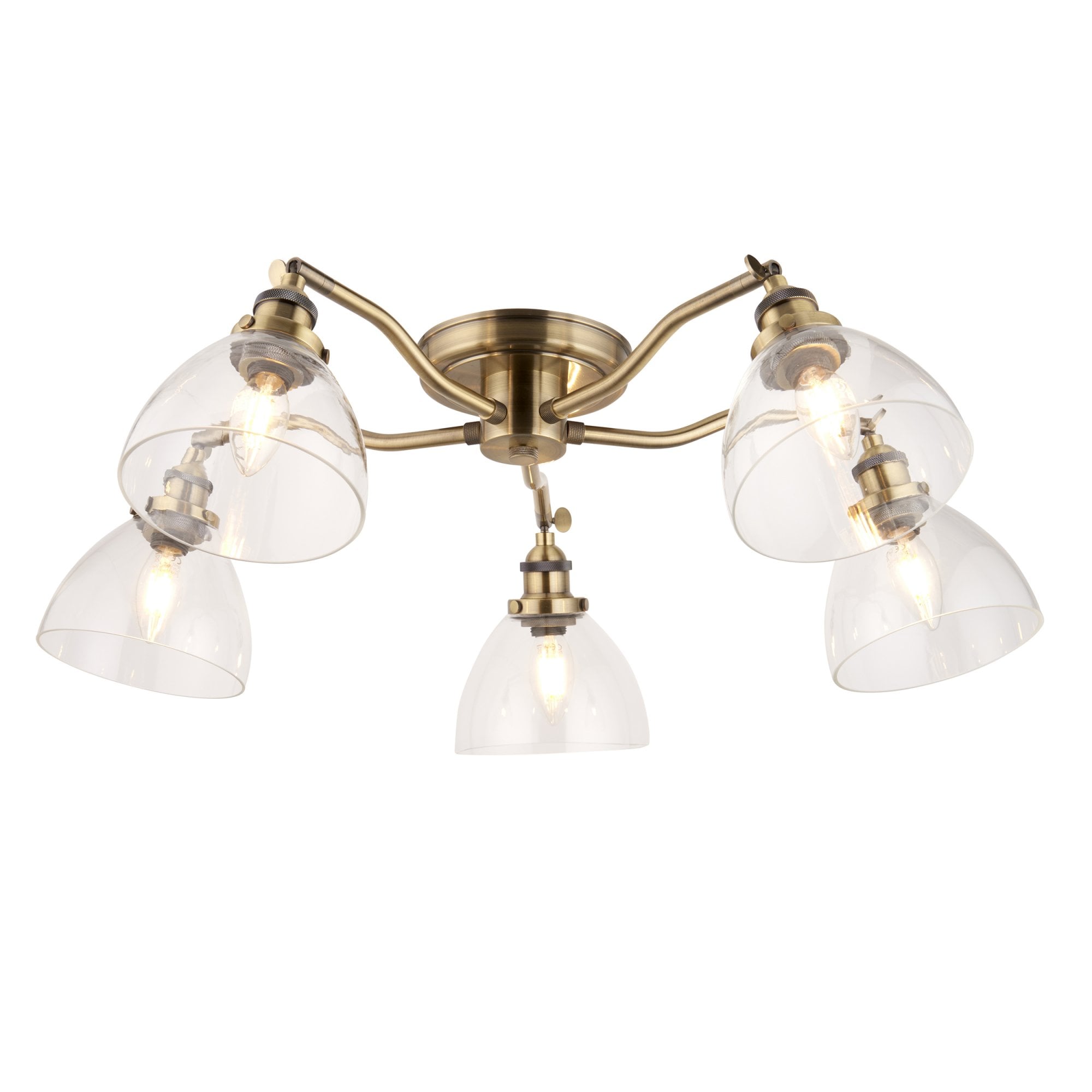 Endon Hansen 5 Light Semi Flush - Antique Brass