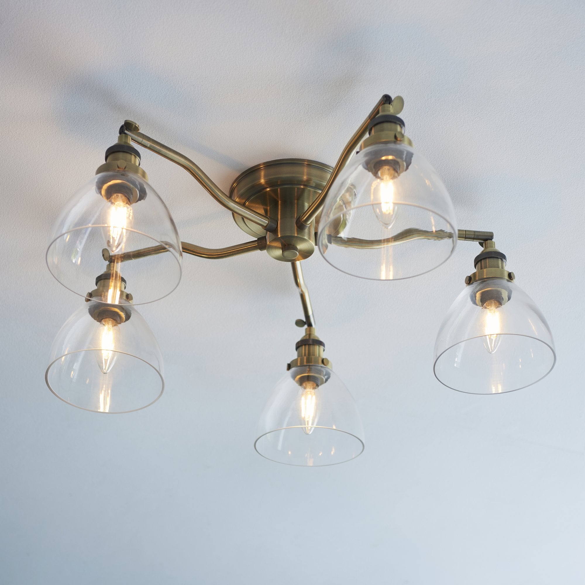 Endon Hansen 5 Light Semi Flush - Antique Brass