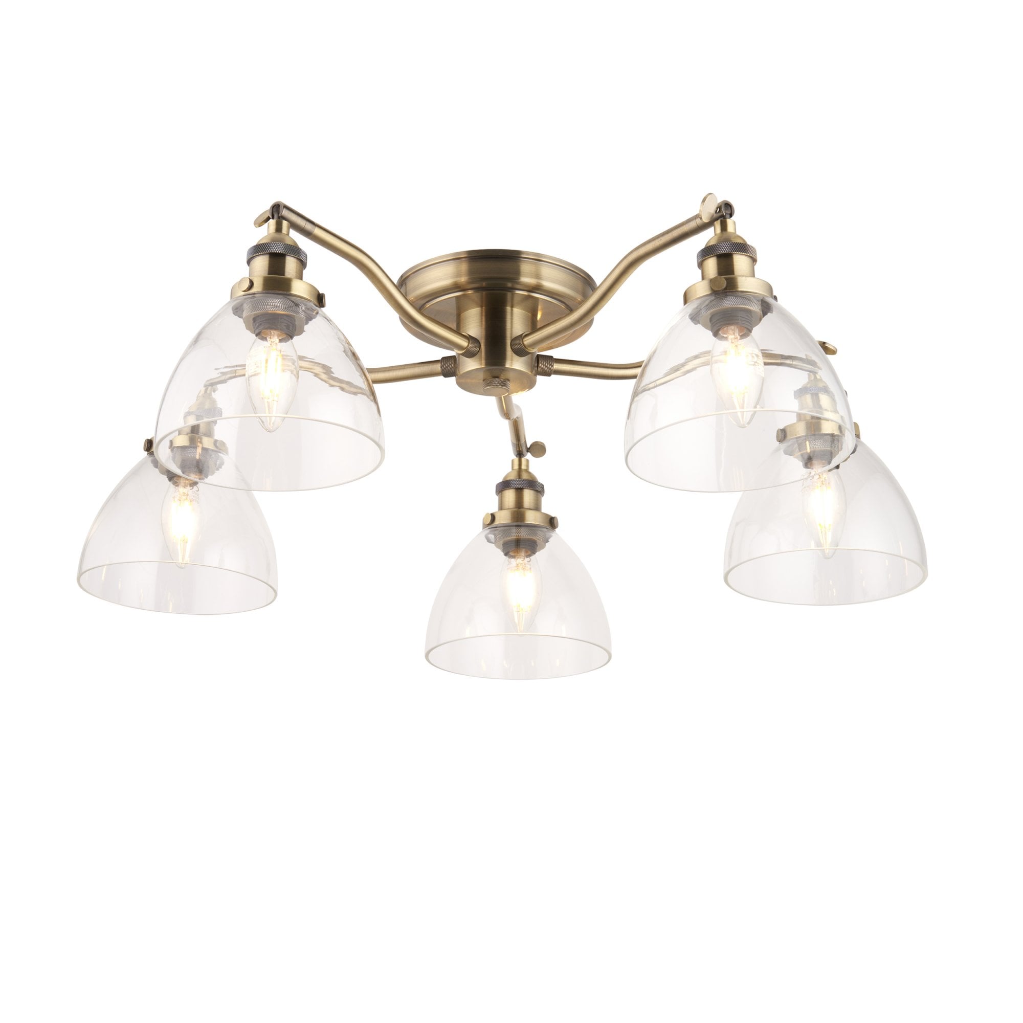Endon Hansen 5 Light Semi Flush - Antique Brass