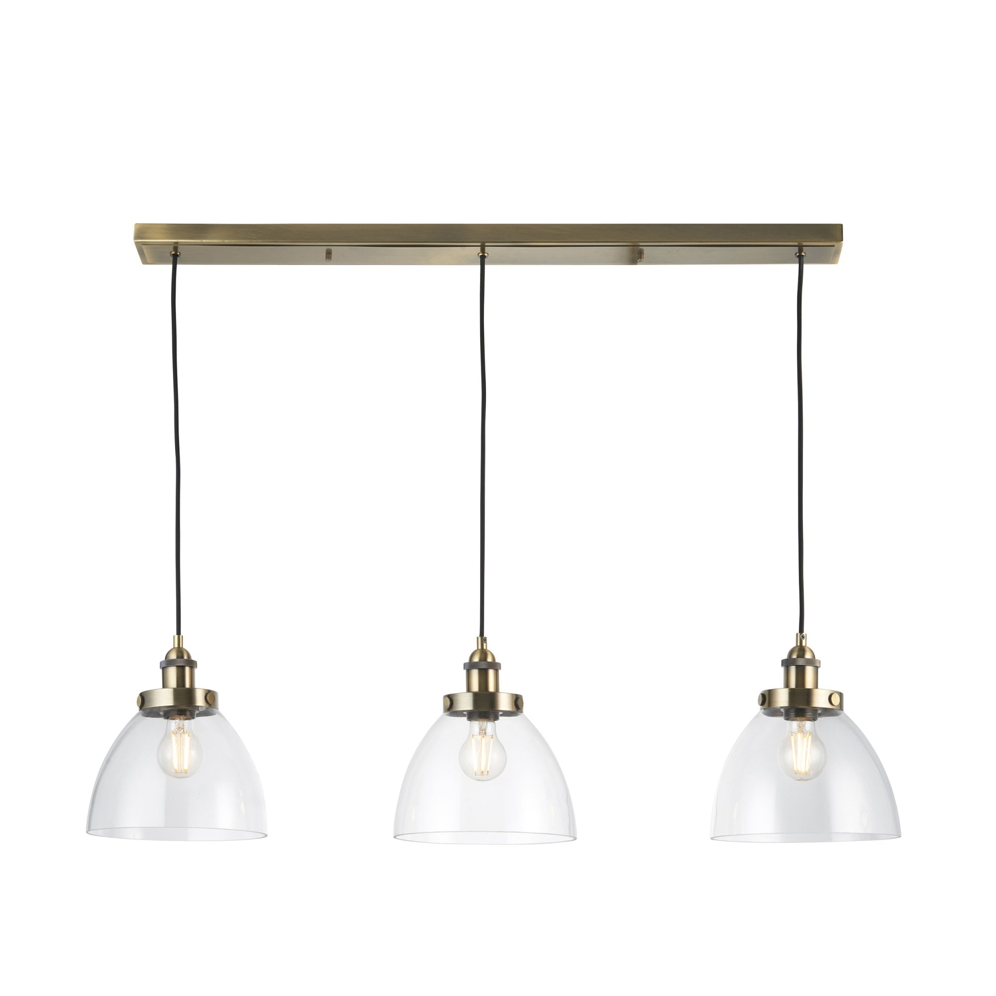 Endon Hansen 3 Light Linear Pendant - Antique Brass