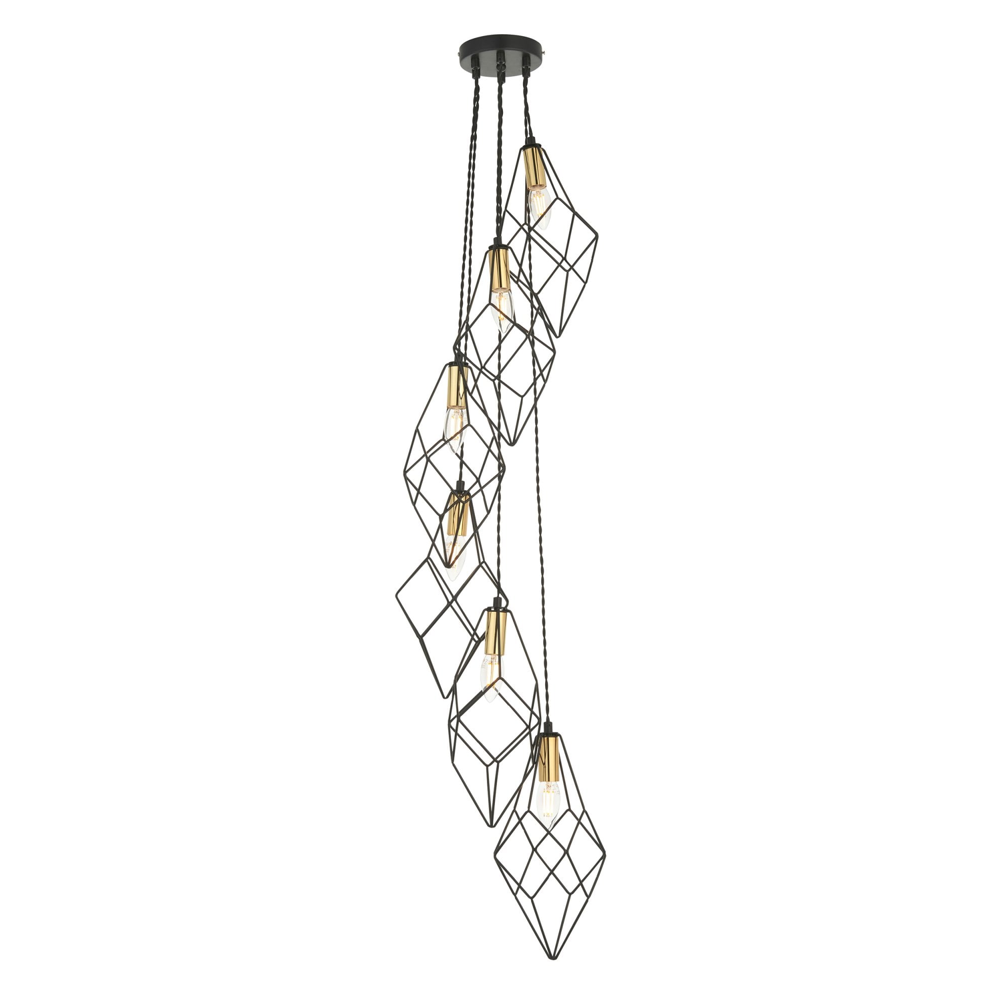 Endon Jaxon 6 Light Cascade Pendant - Matt Black