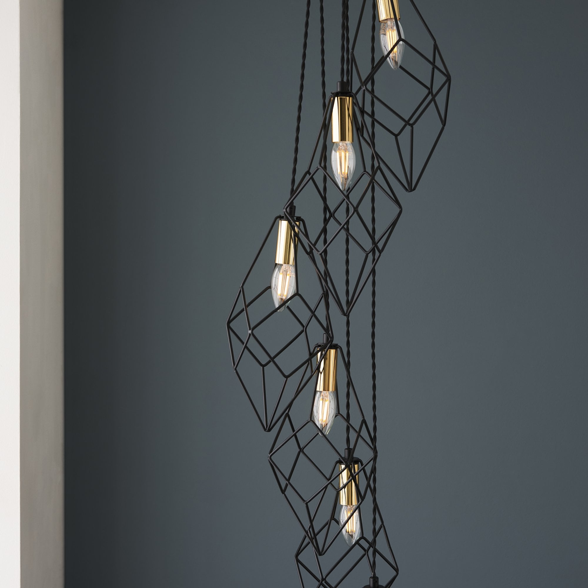 Endon Jaxon 6 Light Cascade Pendant - Matt Black