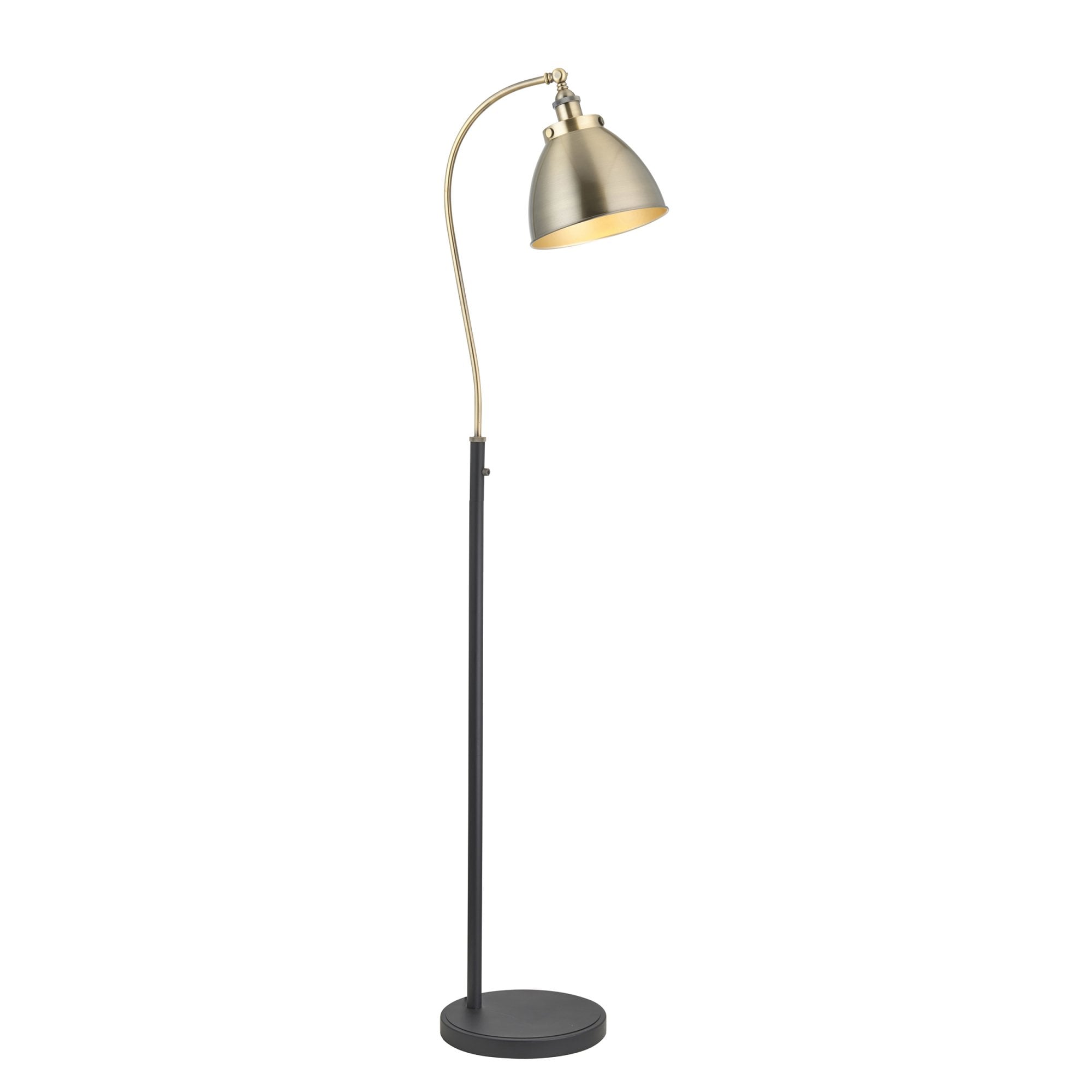 Endon Franklin Task Floor Lamp - Matt Black & Antique Brass