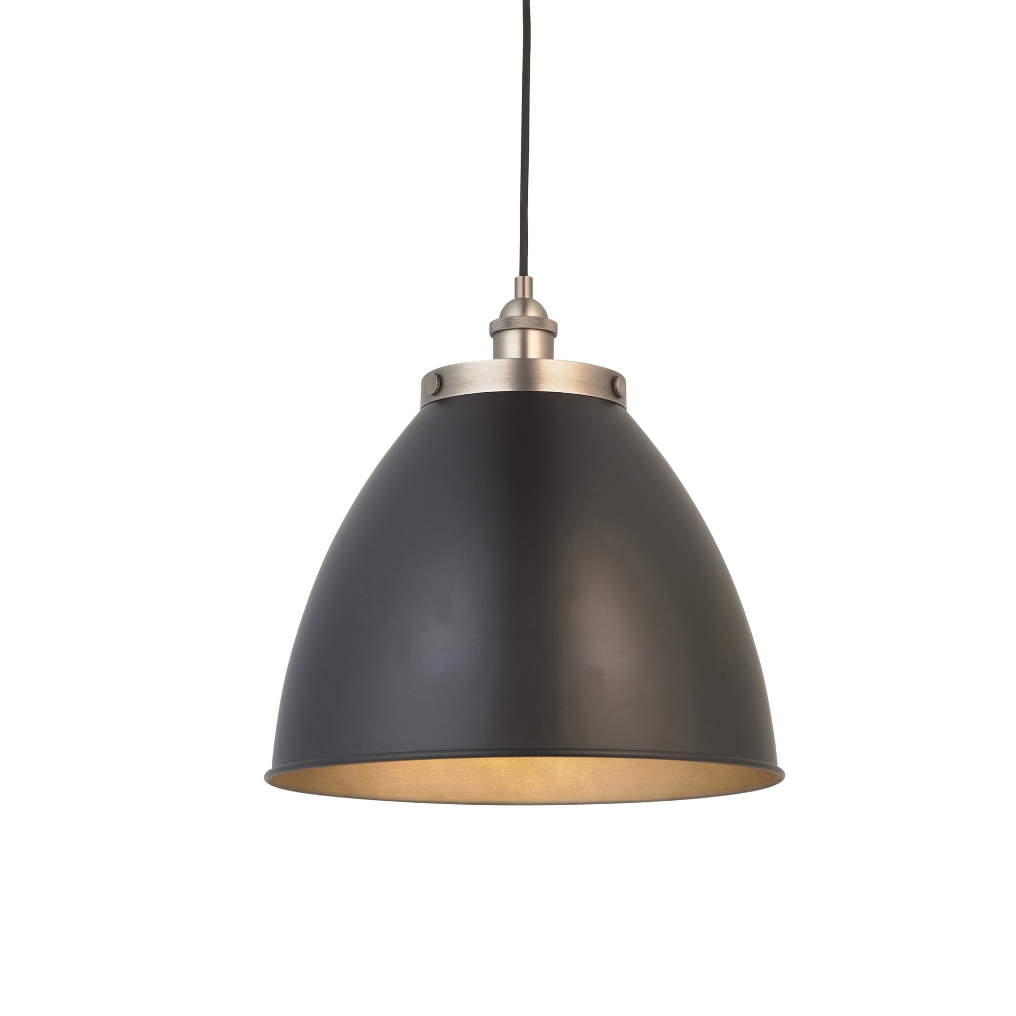 Endon Franklin Large Single Light Pendant - Matt Black & Aged Pewter