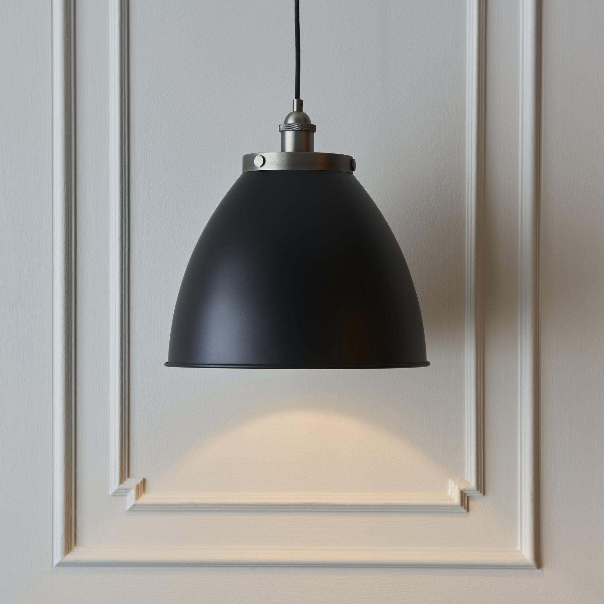 Endon Franklin Large Single Light Pendant - Matt Black & Aged Pewter