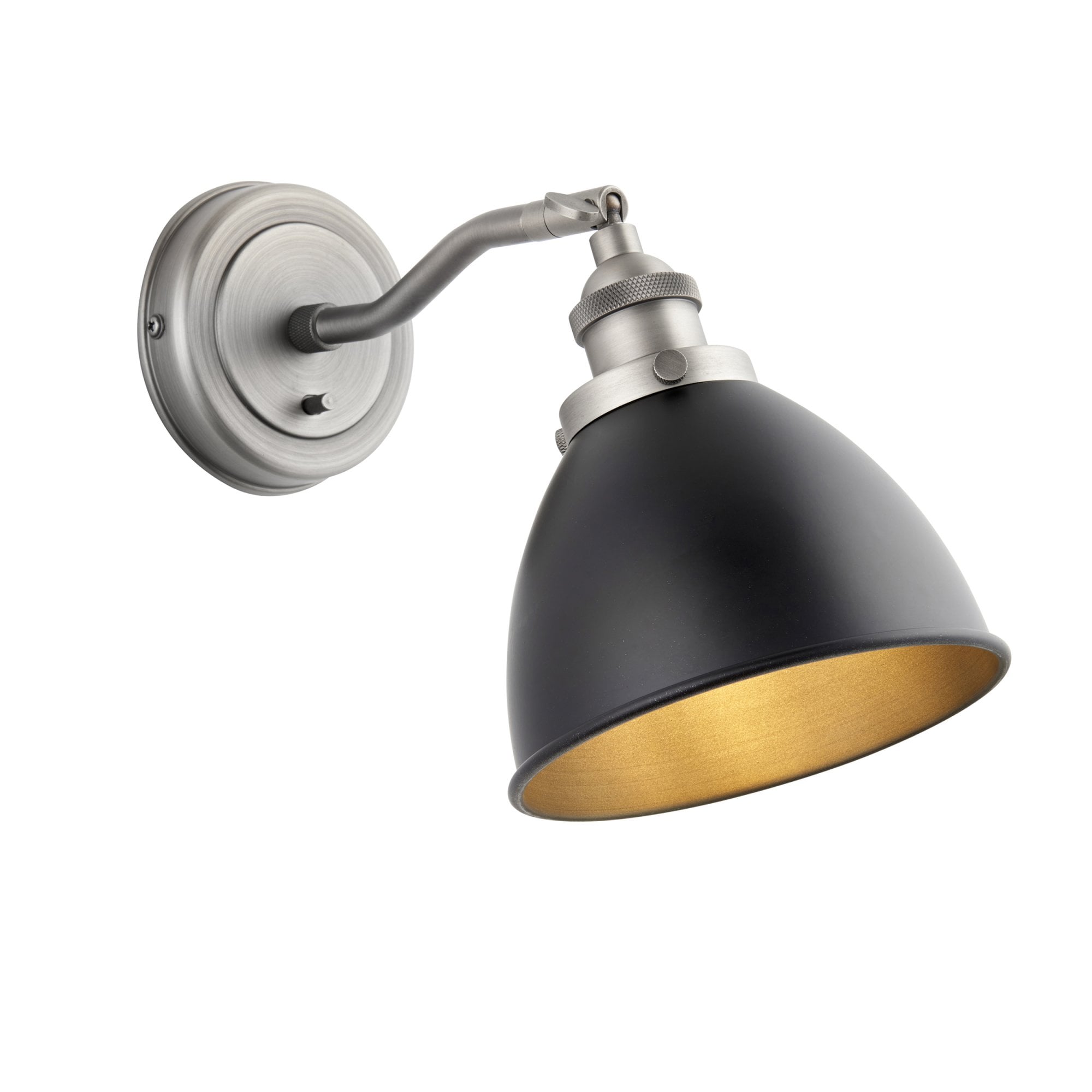 Endon Franklin Single Wall Light - Matt Black & Aged Pewter