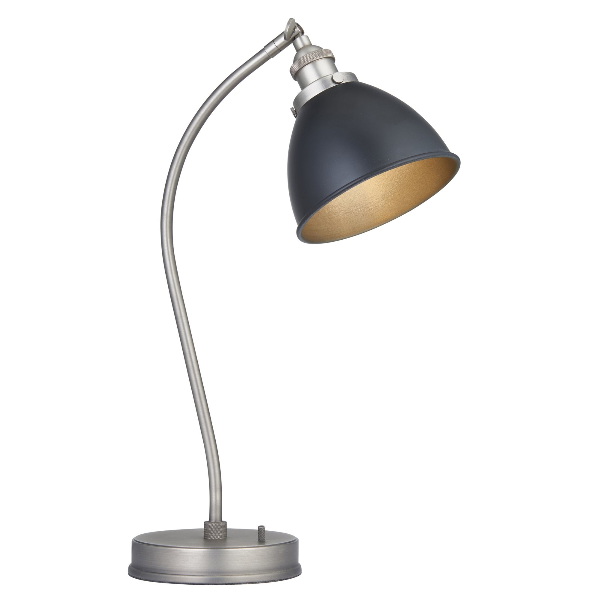 Endon Franklin Task Table Lamp - Matt Black & Aged Pewter