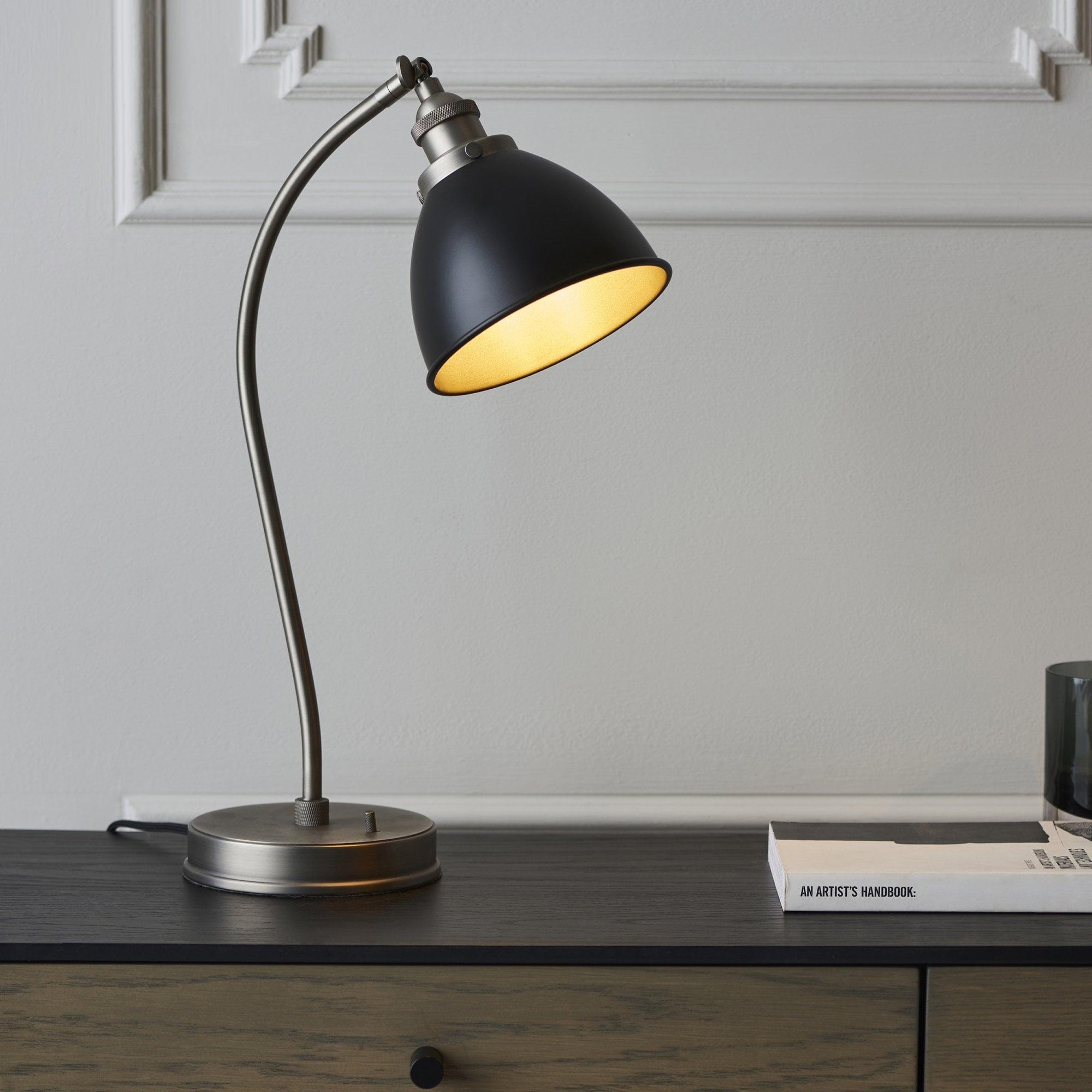Endon Franklin Task Table Lamp - Matt Black & Aged Pewter