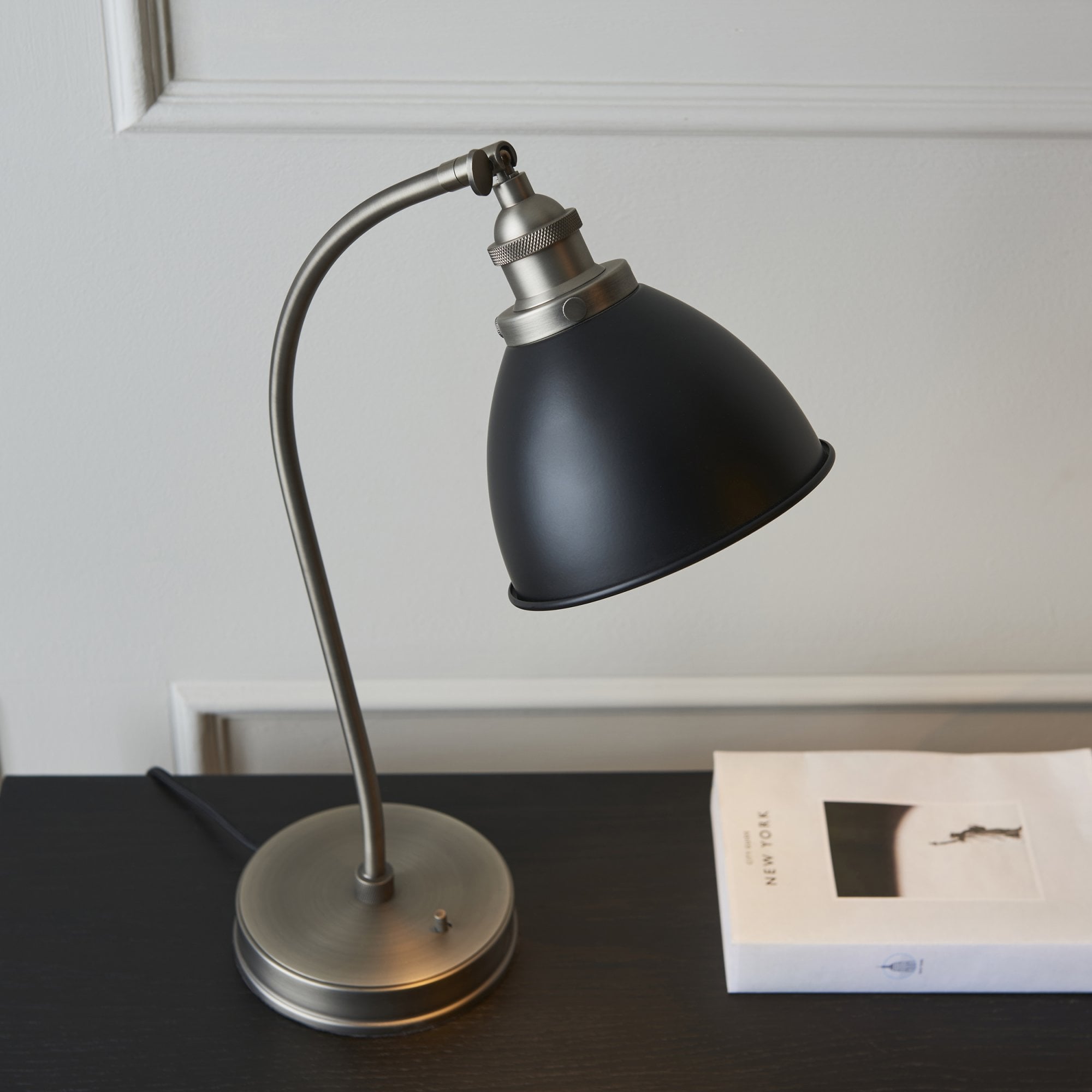 Endon Franklin Task Table Lamp - Matt Black & Aged Pewter
