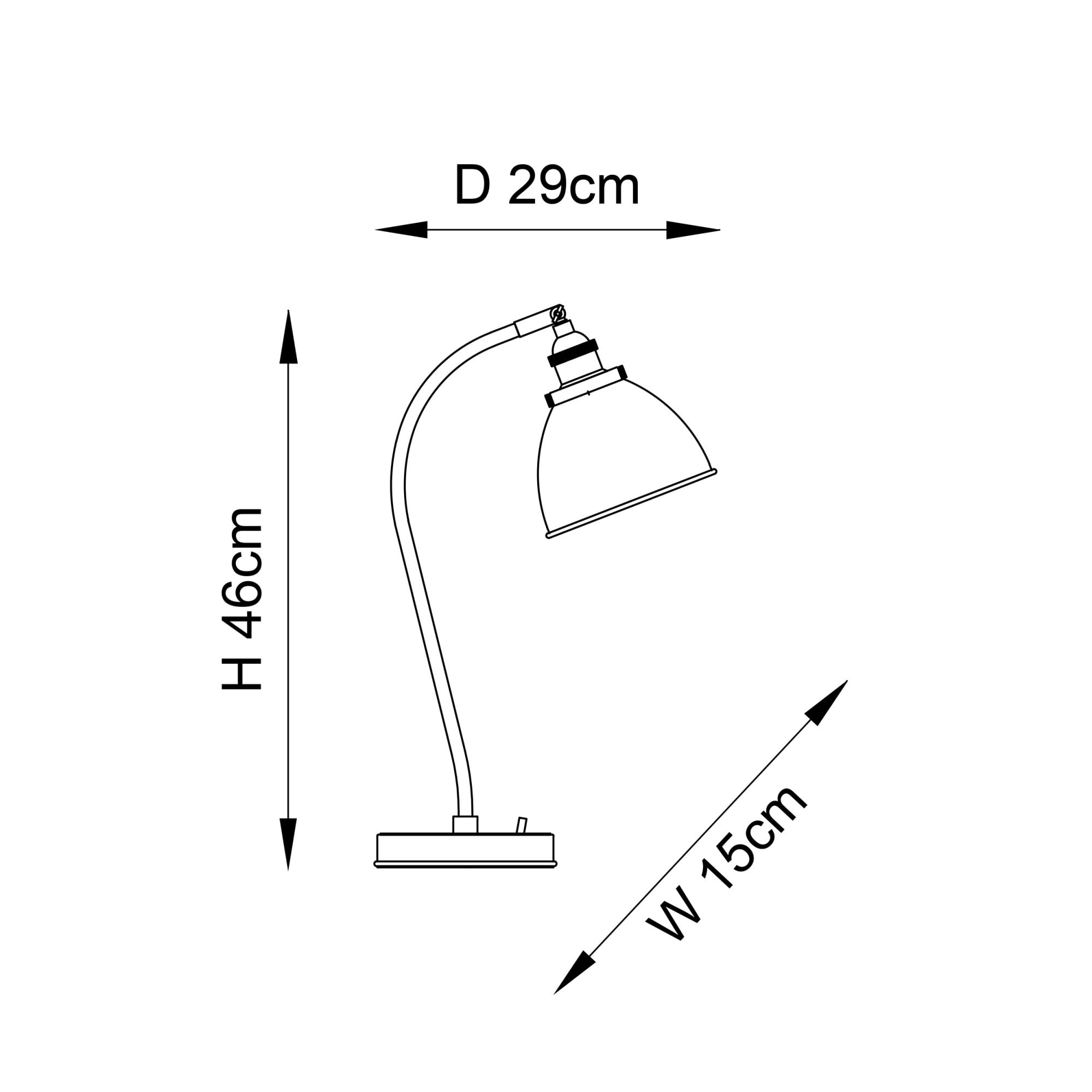 Endon Franklin Task Table Lamp - Matt Black & Aged Pewter