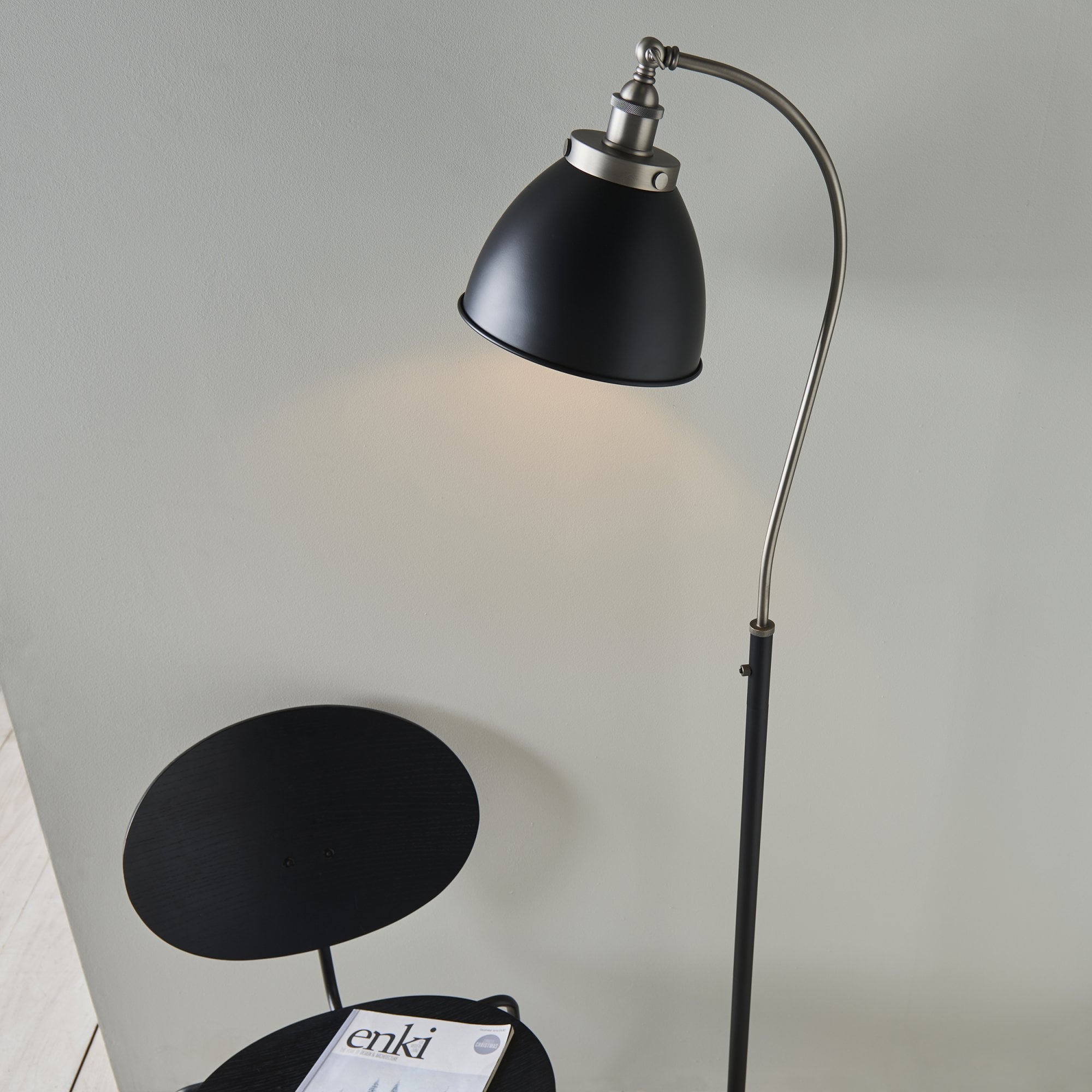 Endon Franklin Task Floor Lamp - Matt Black & Aged Pewter