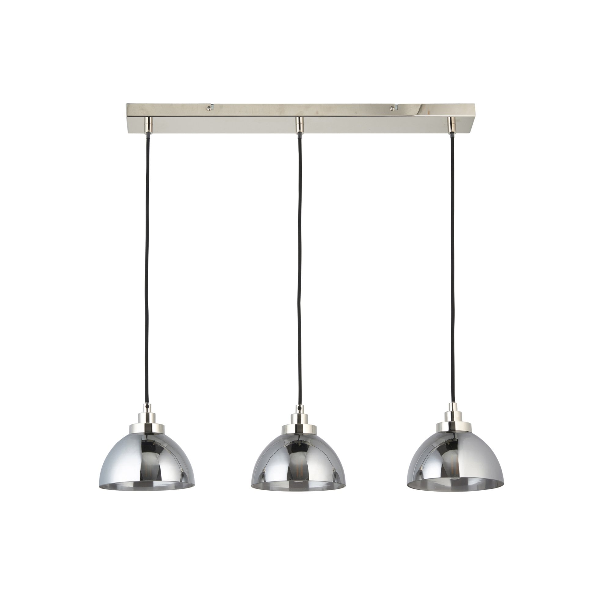 Endon Caspa 3 Light Linear Pendant - Bright Nickel & Smoked Mirror Glass