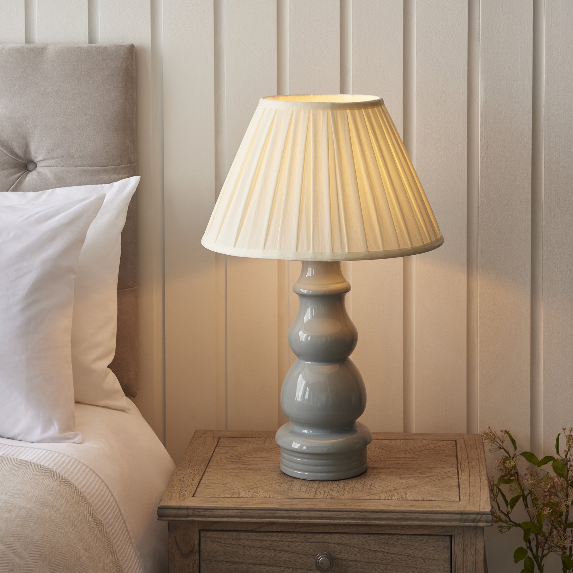 Endon Provence Table Lamp Base - Blue Grey Glaze - Base Only