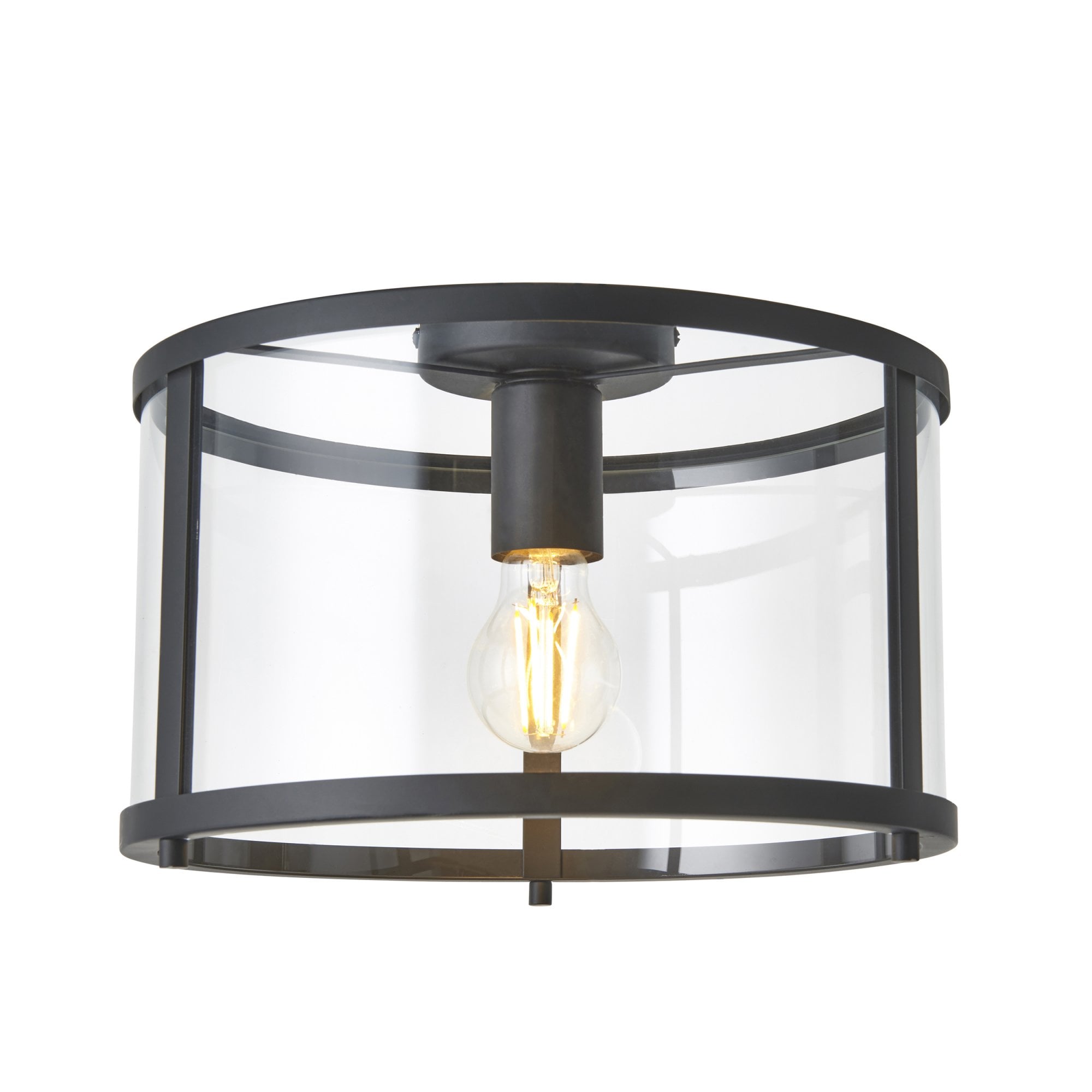 Endon Hopton Single Flush Ceiling Light - Matt Black