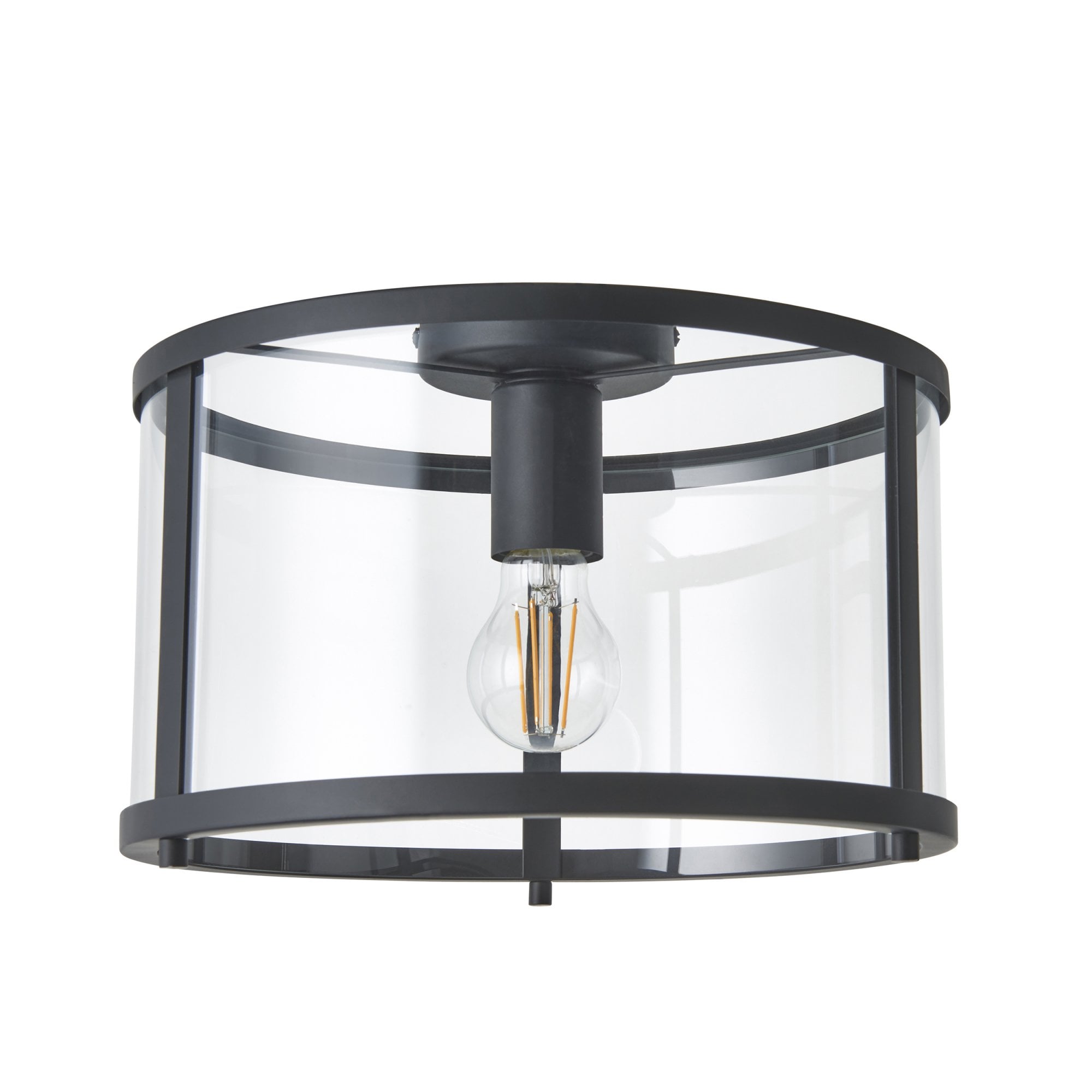 Endon Hopton Single Flush Ceiling Light - Matt Black