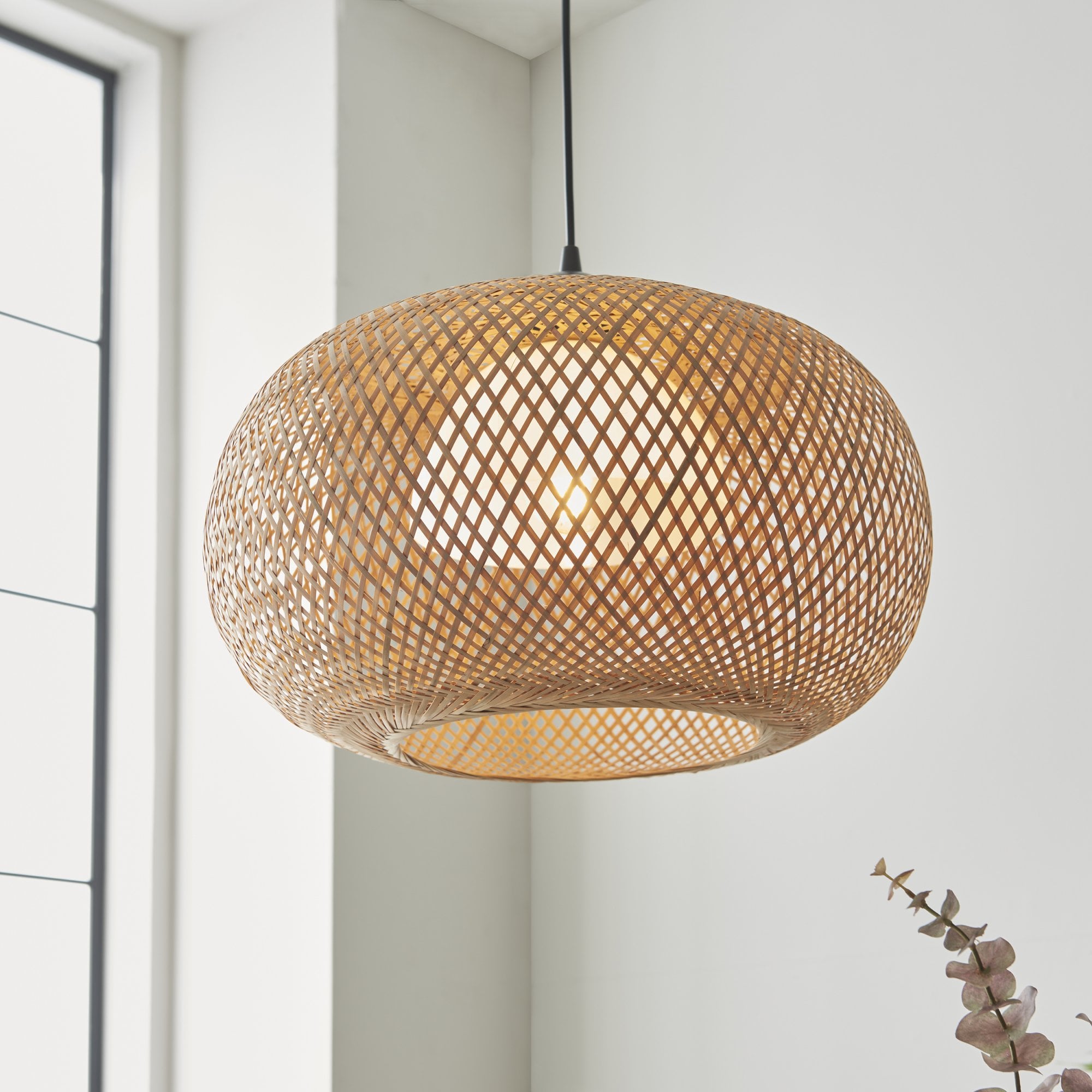 Endon Bali Round Raffia Twine Pendant - Bamboo Shade