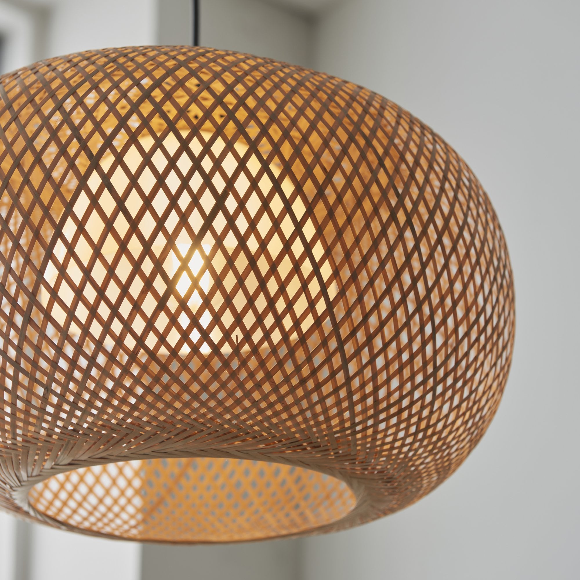 Endon Bali Round Raffia Twine Pendant - Bamboo Shade
