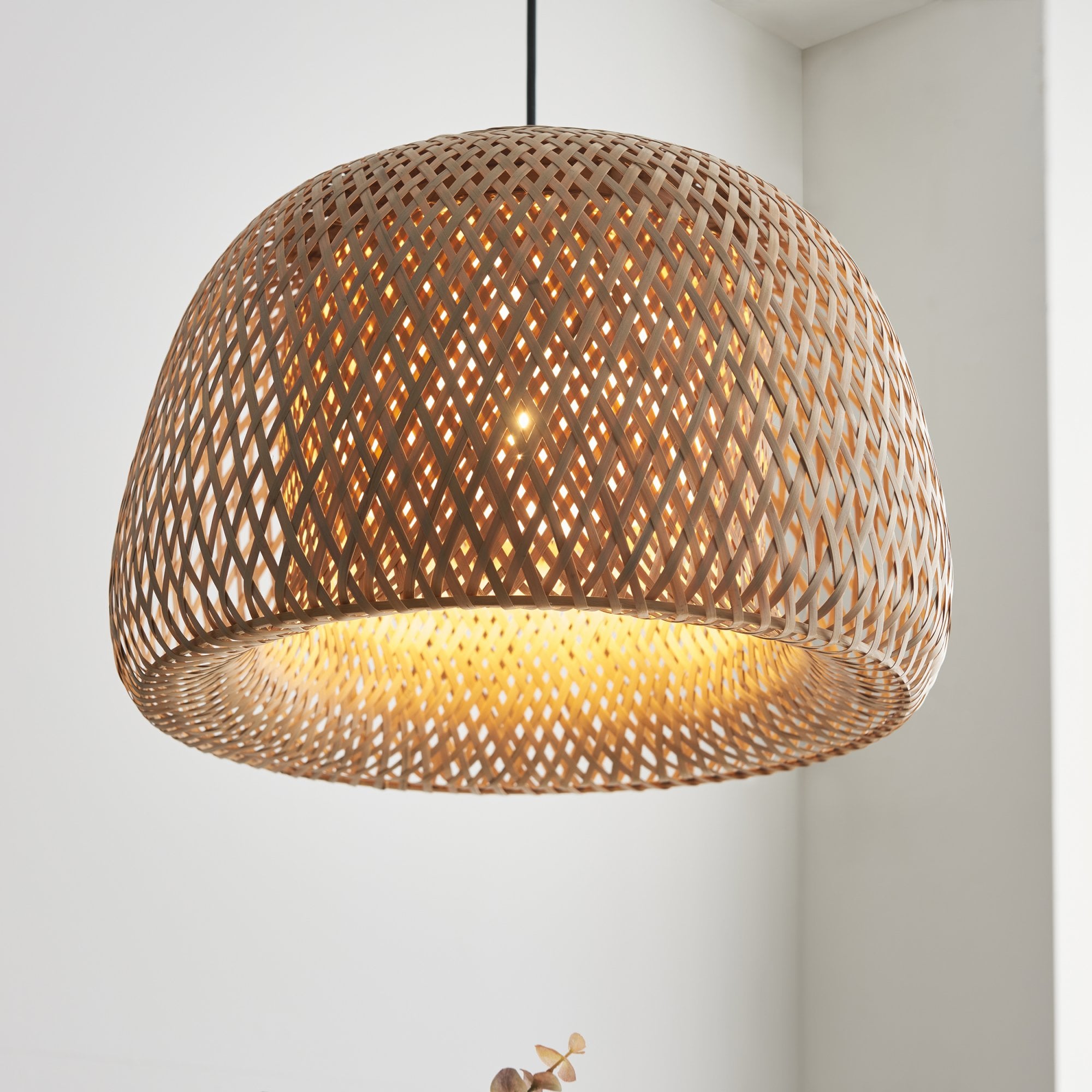 Endon Bali Domed Raffia Twine Pendant - Bamboo Shade