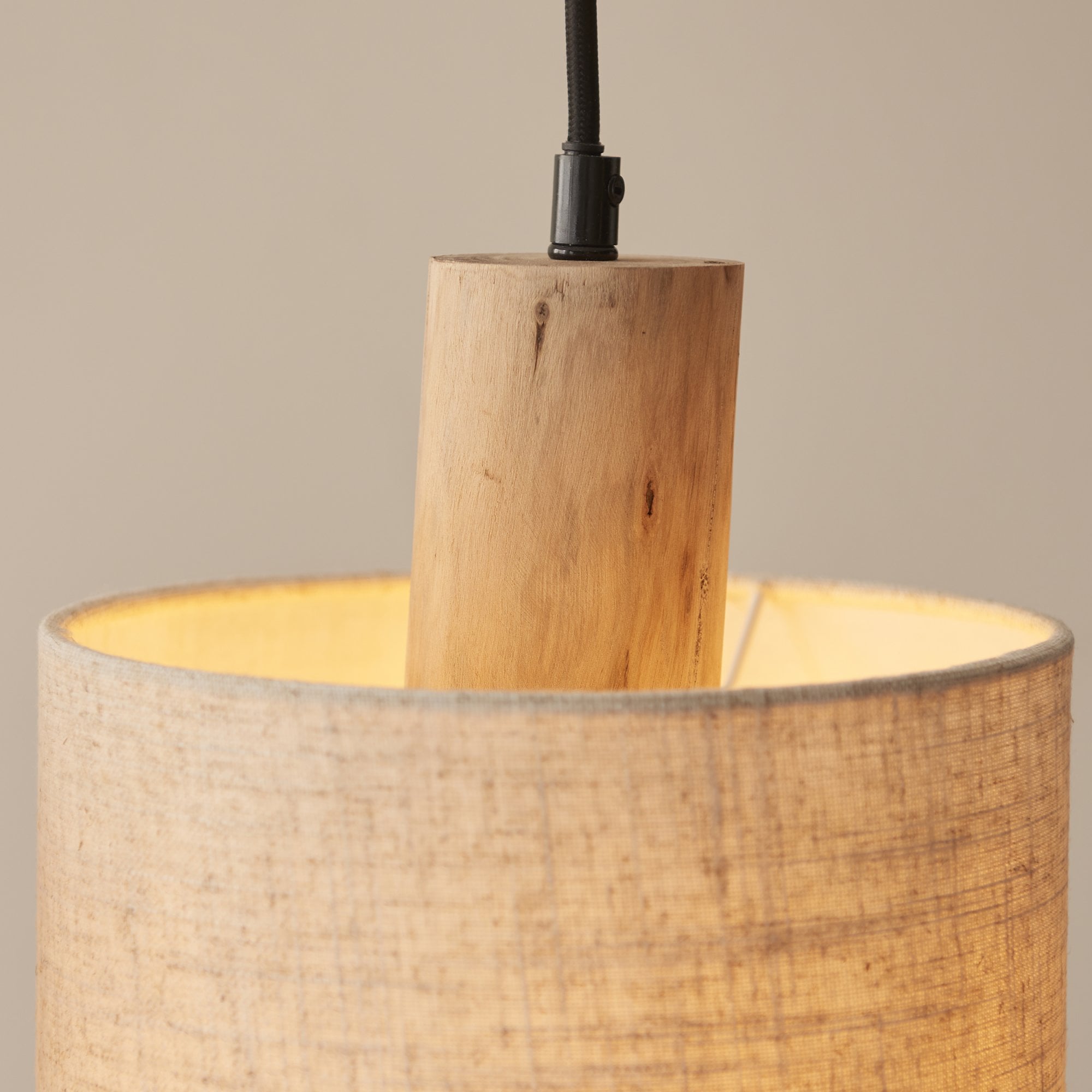 Endon Durban 3 Light Linear Pendant - Natural Linen & Wood