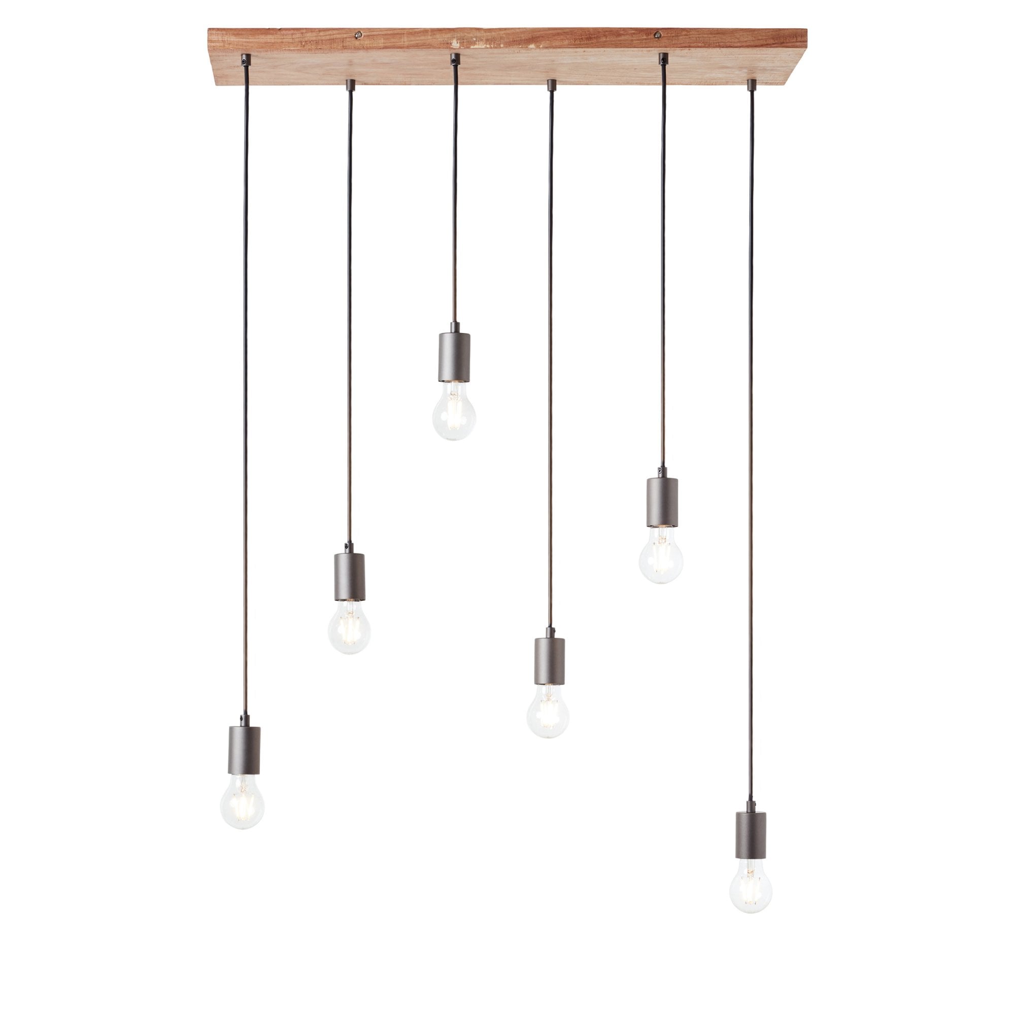 Endon Stellan 6 Light Linear Pendant - Oak Effect