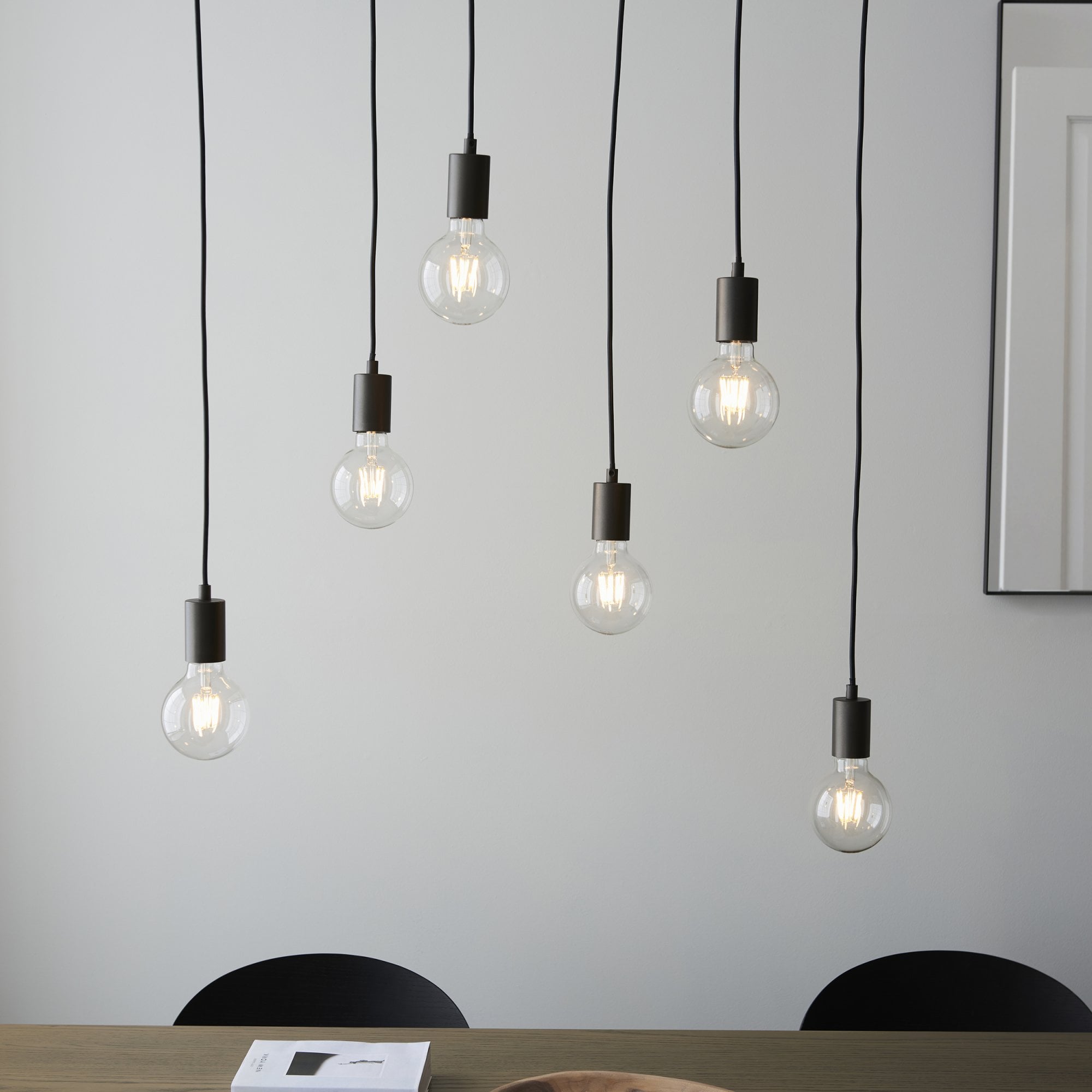 Endon Stellan 6 Light Linear Pendant - Oak Effect
