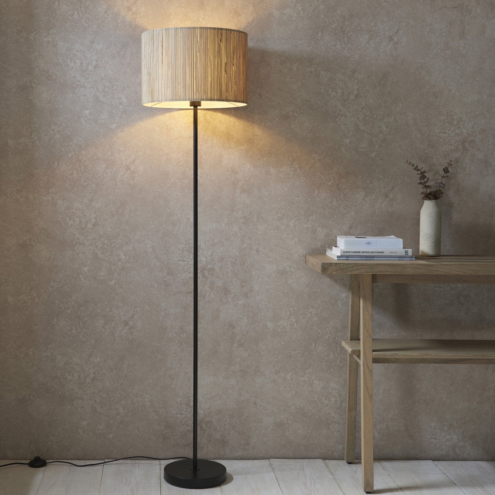 Endon Longshore Single Light Floor Lamp - Woven Seagrass