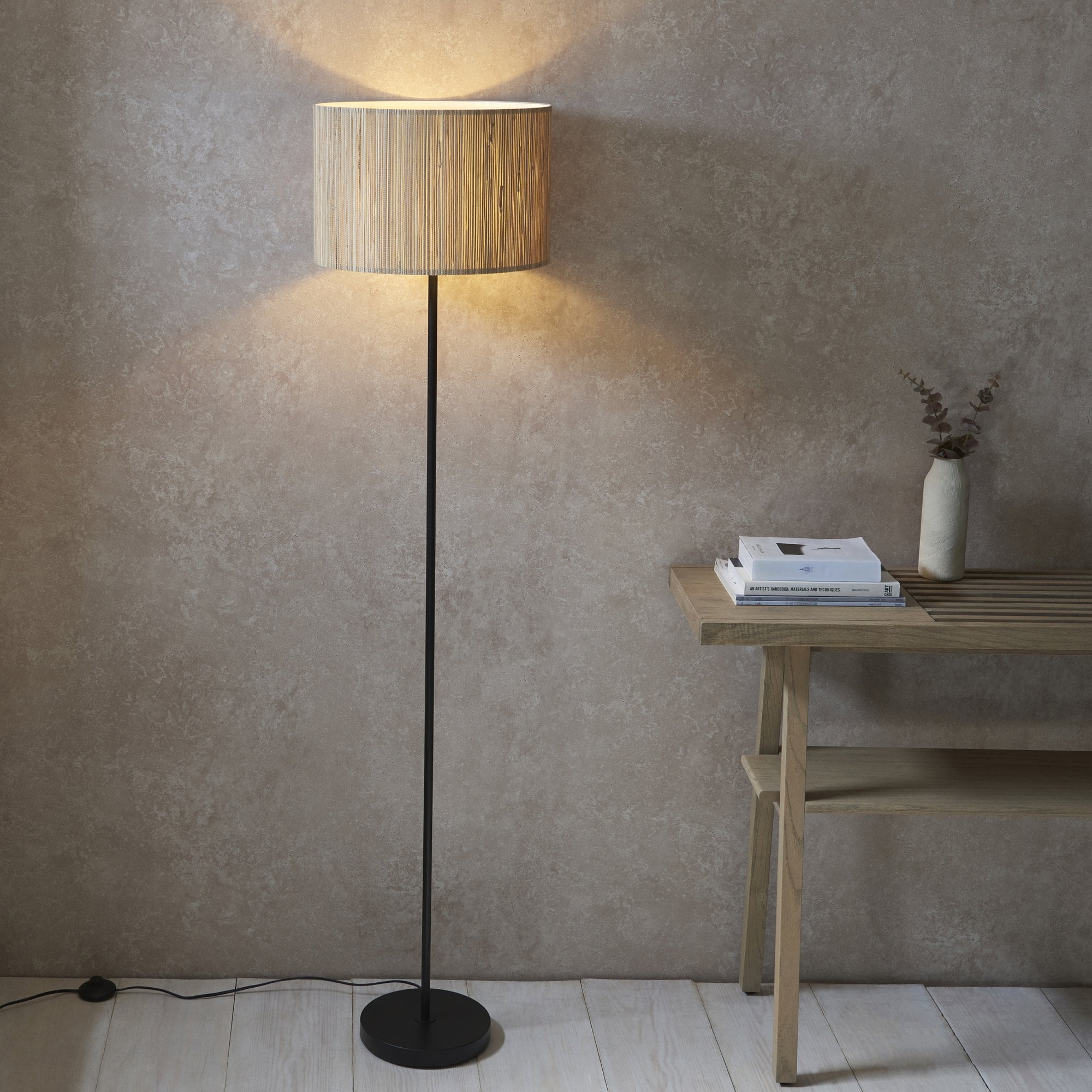 Endon Longshore Single Light Floor Lamp - Woven Seagrass
