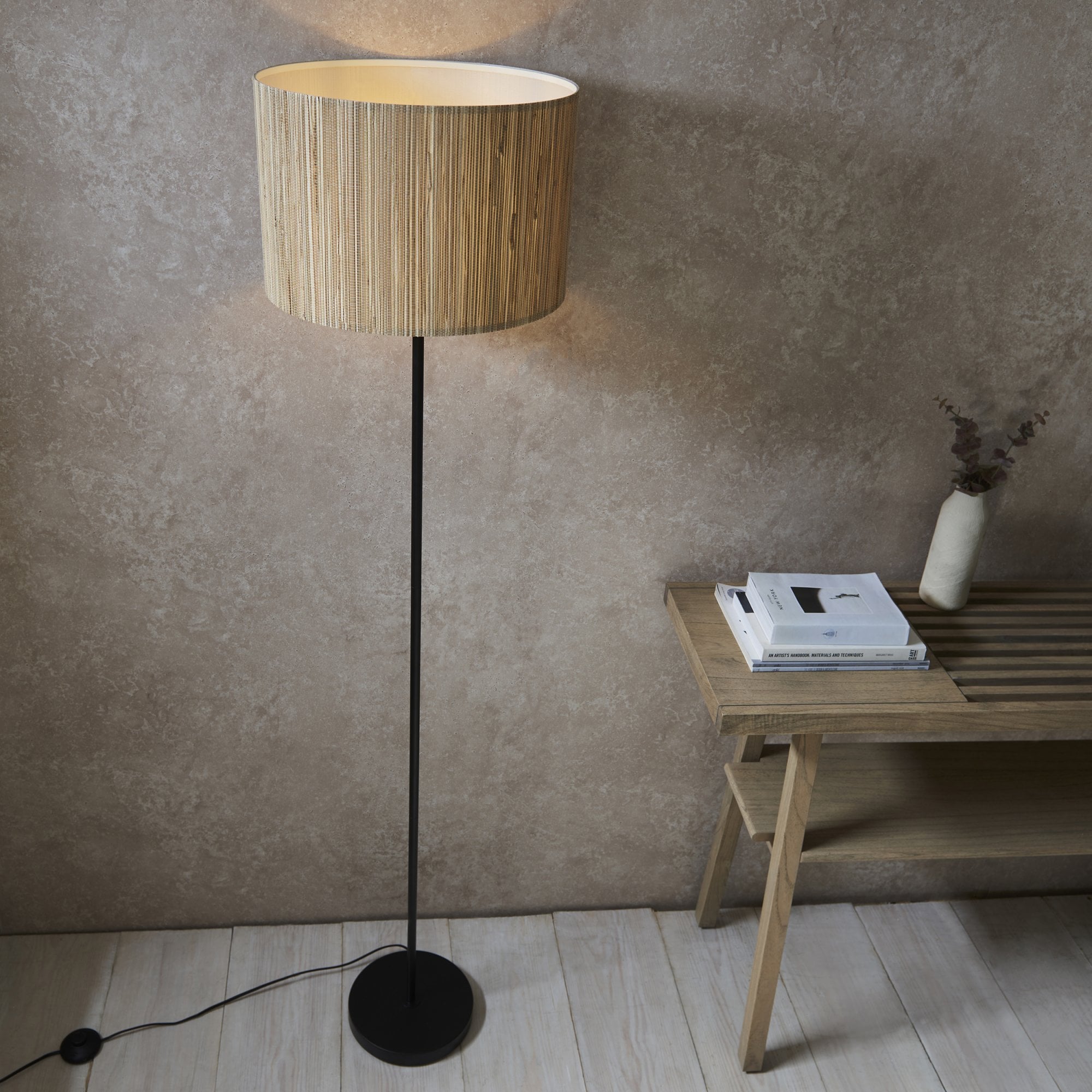 Endon Longshore Single Light Floor Lamp - Woven Seagrass