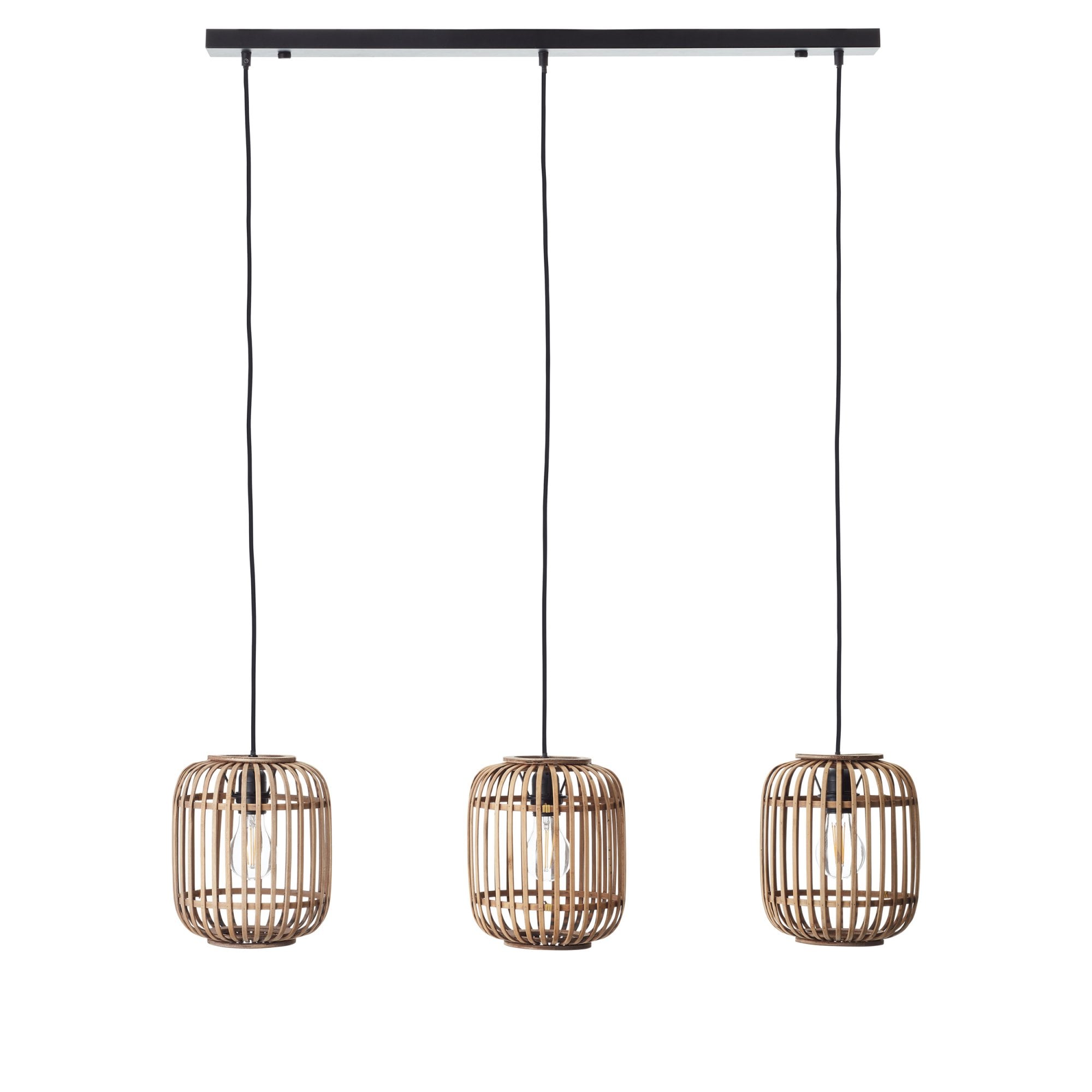 Endon Mathias Bamboo 3 Light Linear Pendant - Natural Bamboo