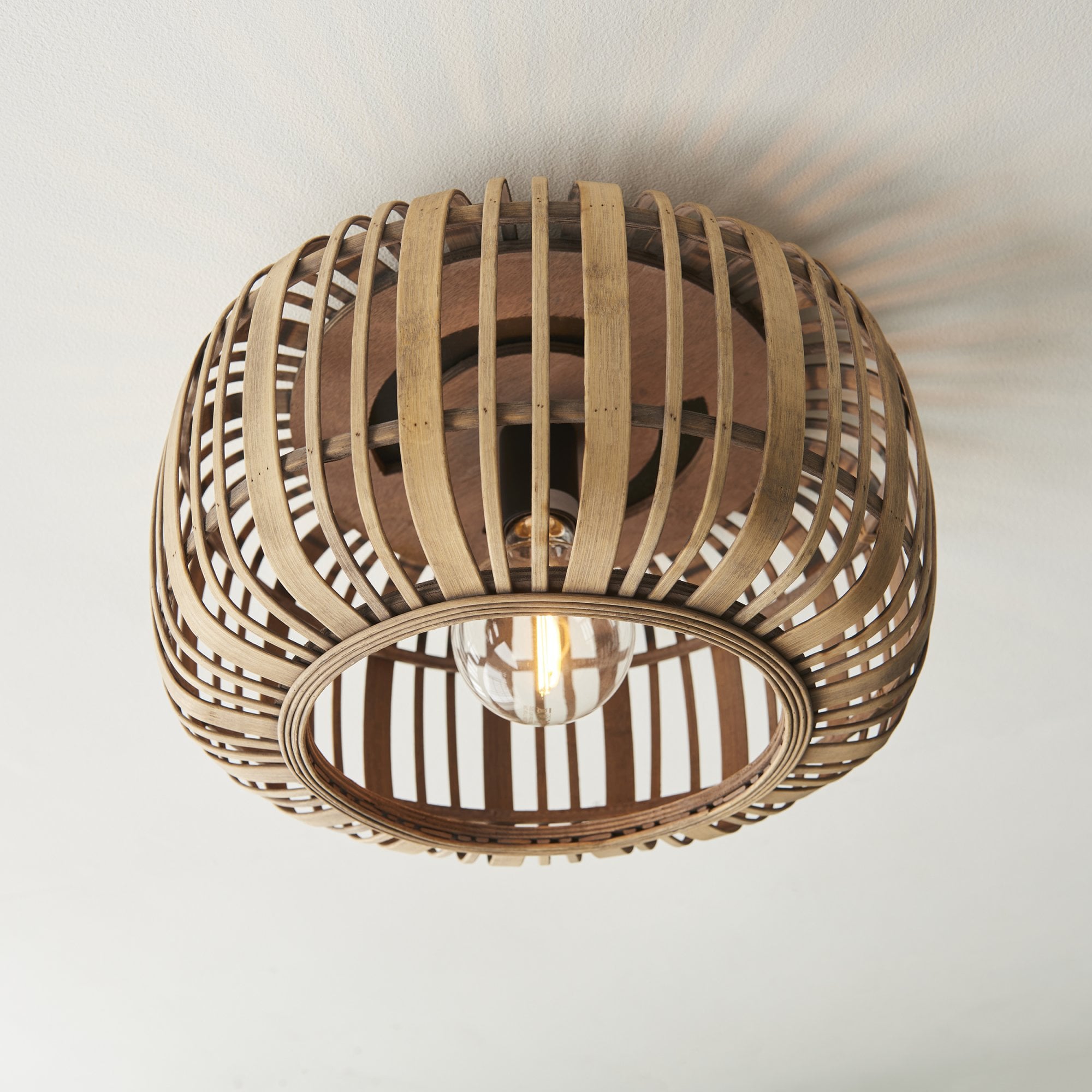 Endon Mathias Bamboo Single Flush Ceiling Light - Natural Bamboo