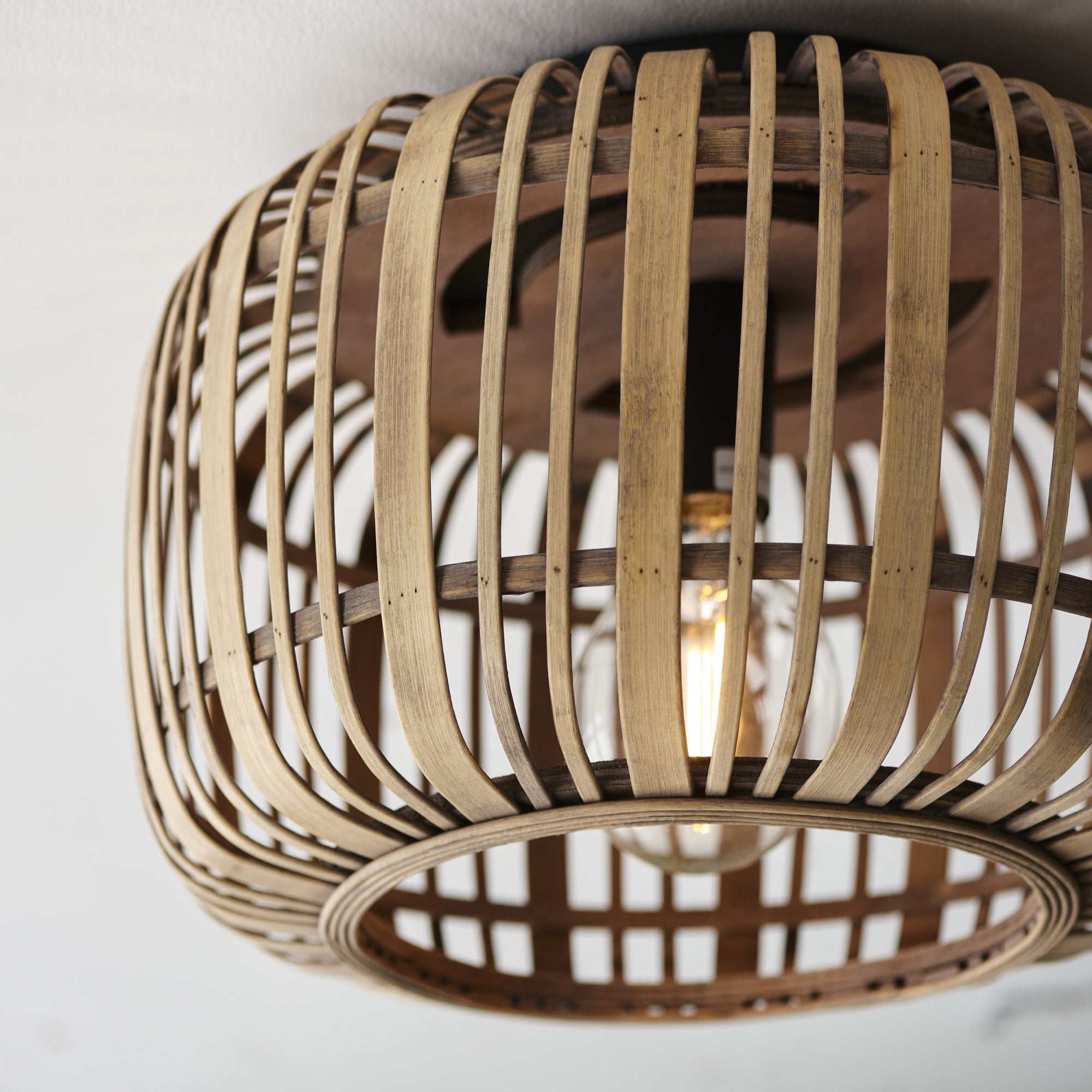 Endon Mathias Bamboo Single Flush Ceiling Light - Natural Bamboo